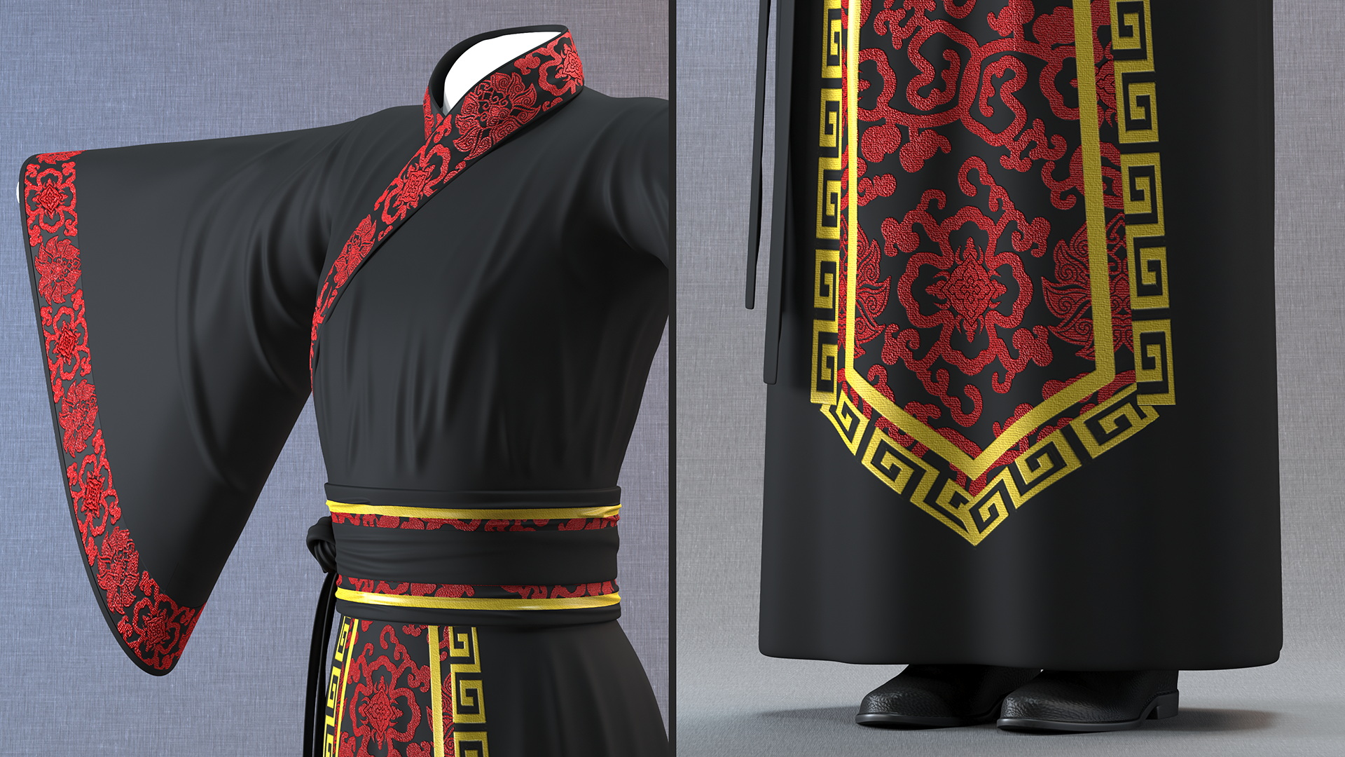 3D model Chinese Clothes Set for Man Traditional Style