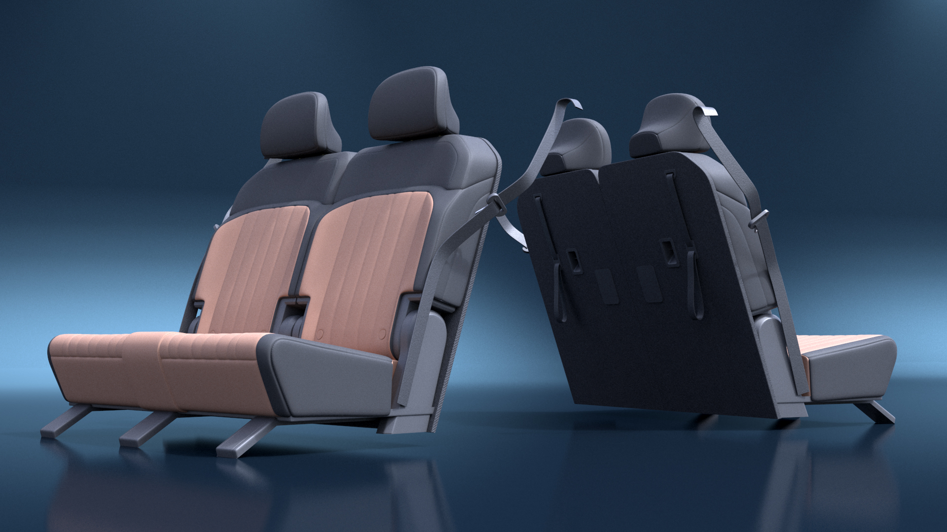 3D Vehicle Rear Seat Bench model