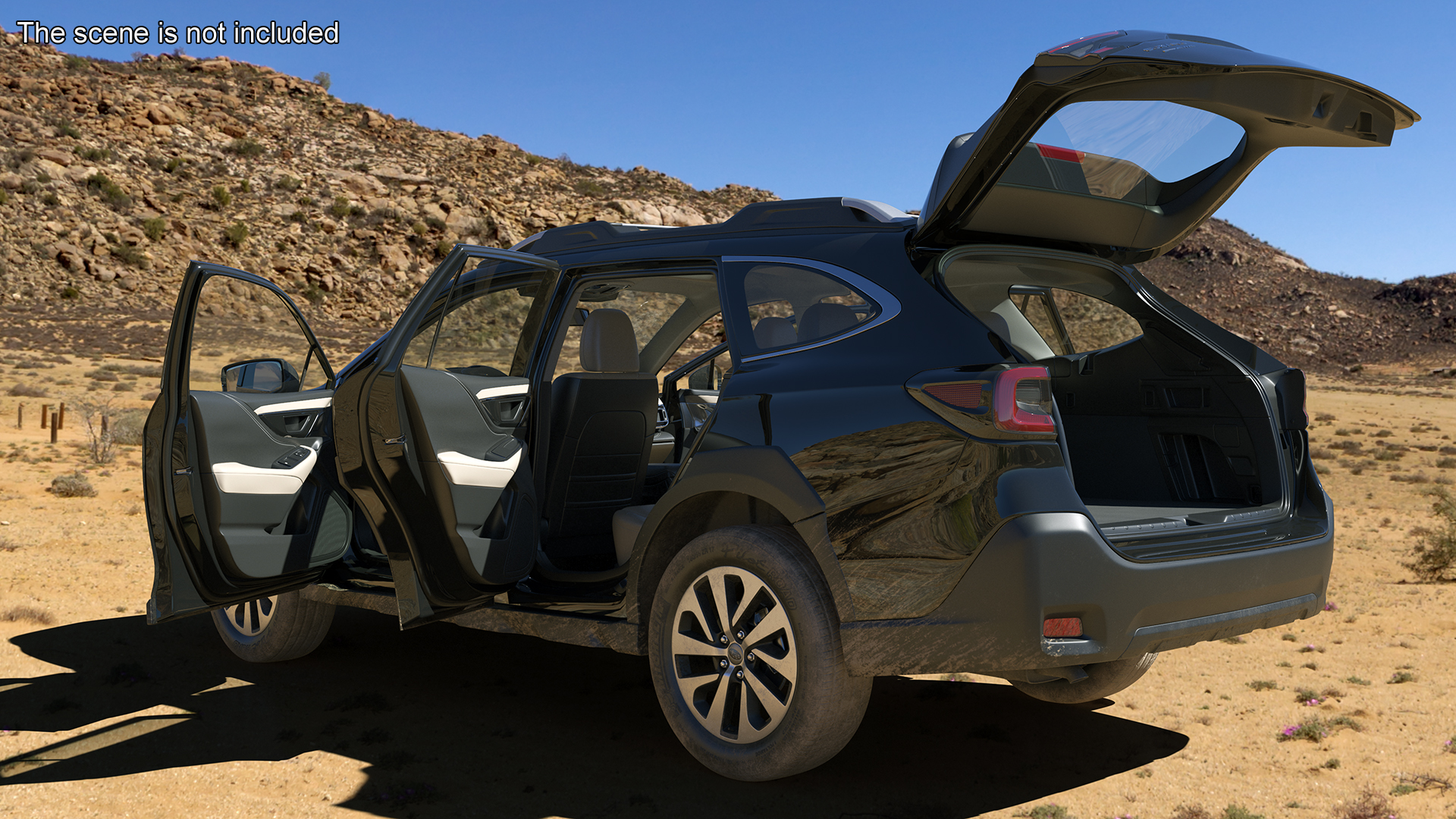 3D Suv Subaru Outback 2025 Black Dirty Simplified