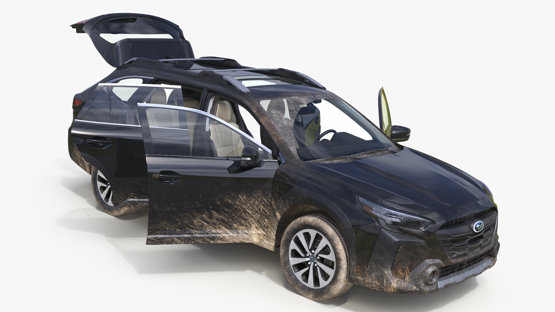 3D Suv Subaru Outback 2025 Black Dirty Simplified