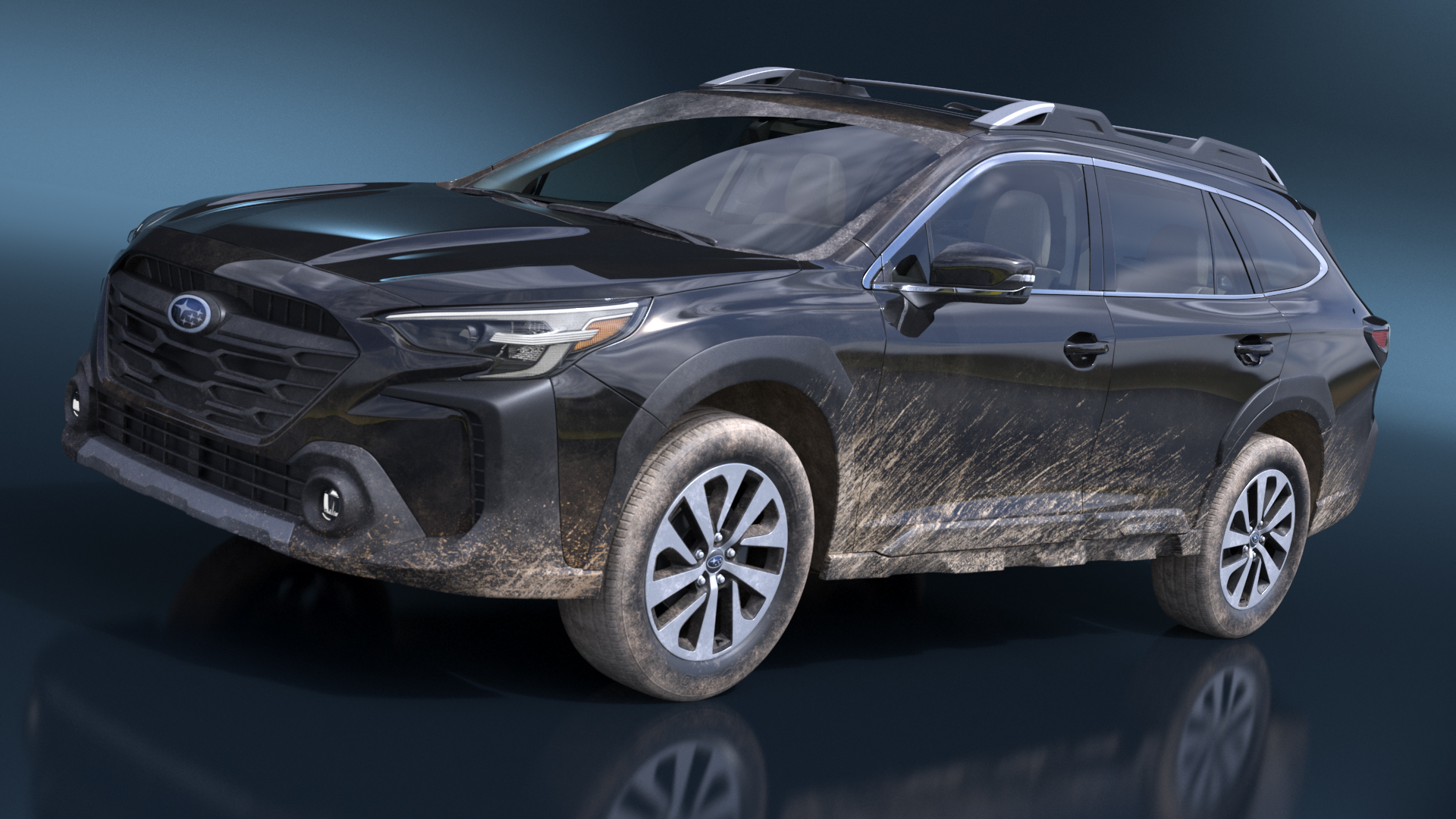 3D Suv Subaru Outback 2025 Black Dirty Simplified