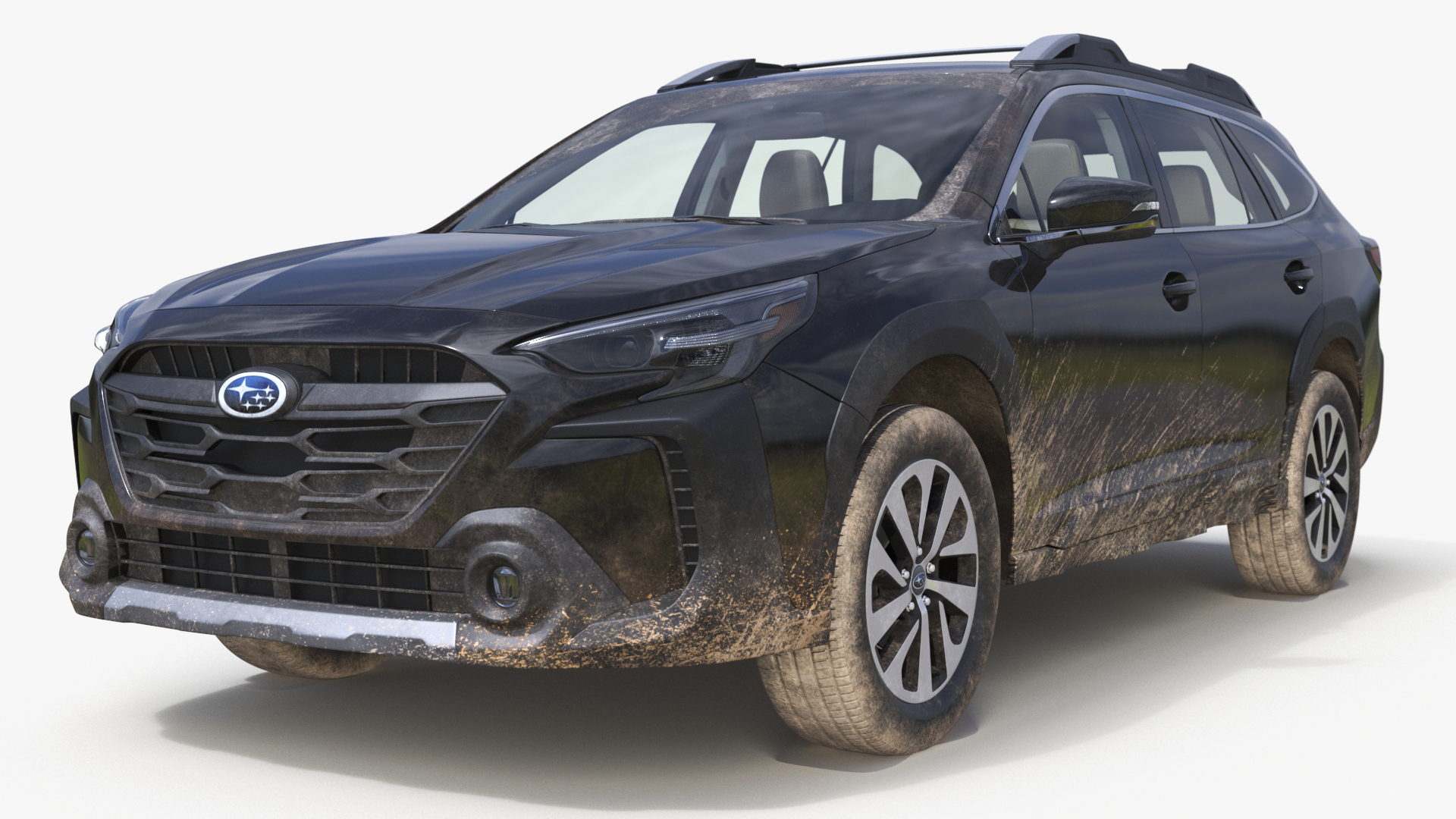 3D Suv Subaru Outback 2025 Black Dirty Simplified