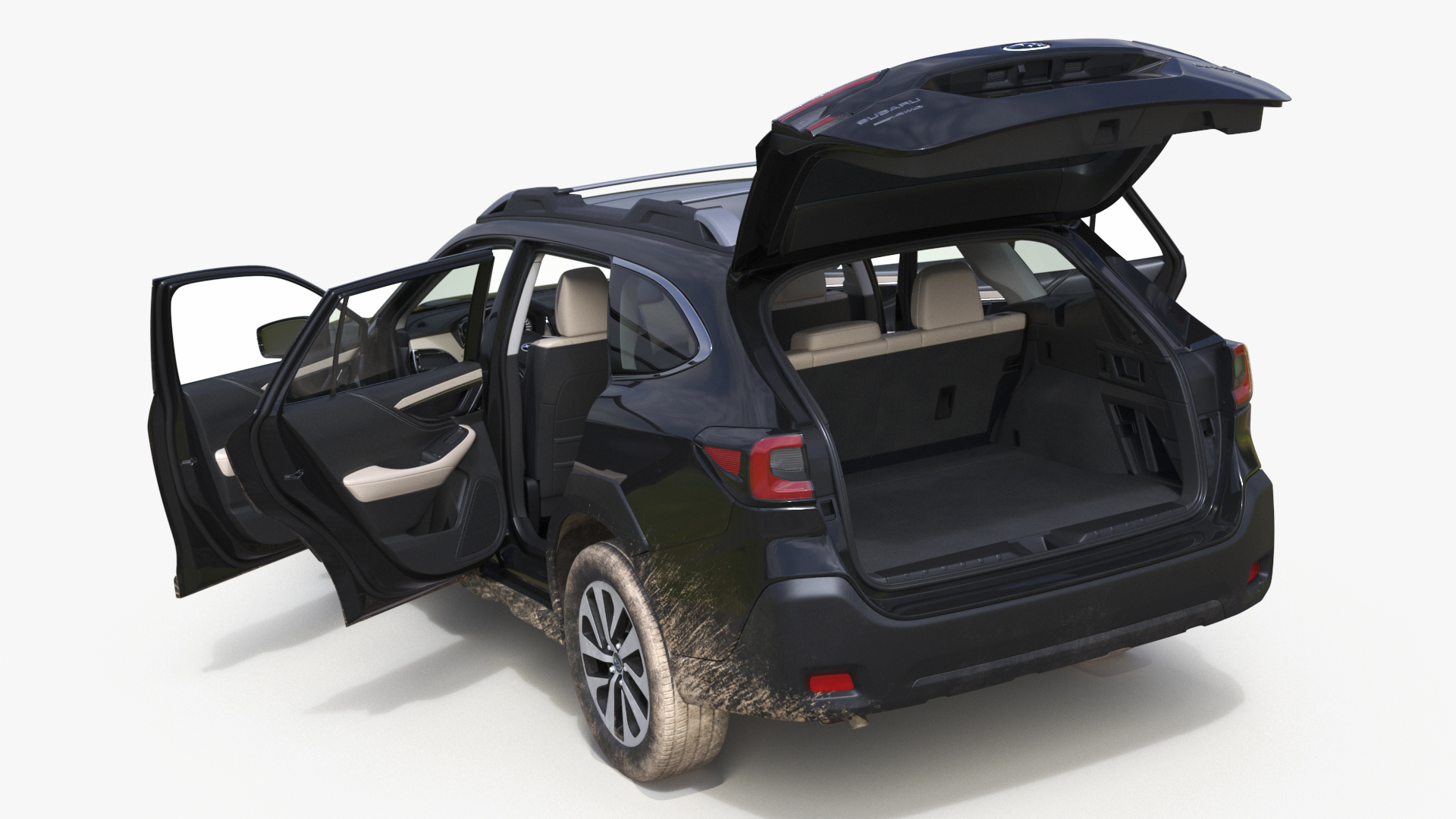 3D Suv Subaru Outback 2025 Black Dirty Simplified