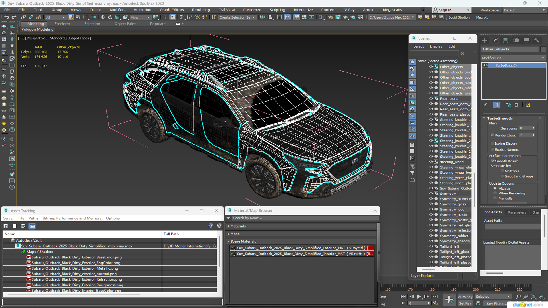 3D Suv Subaru Outback 2025 Black Dirty Simplified