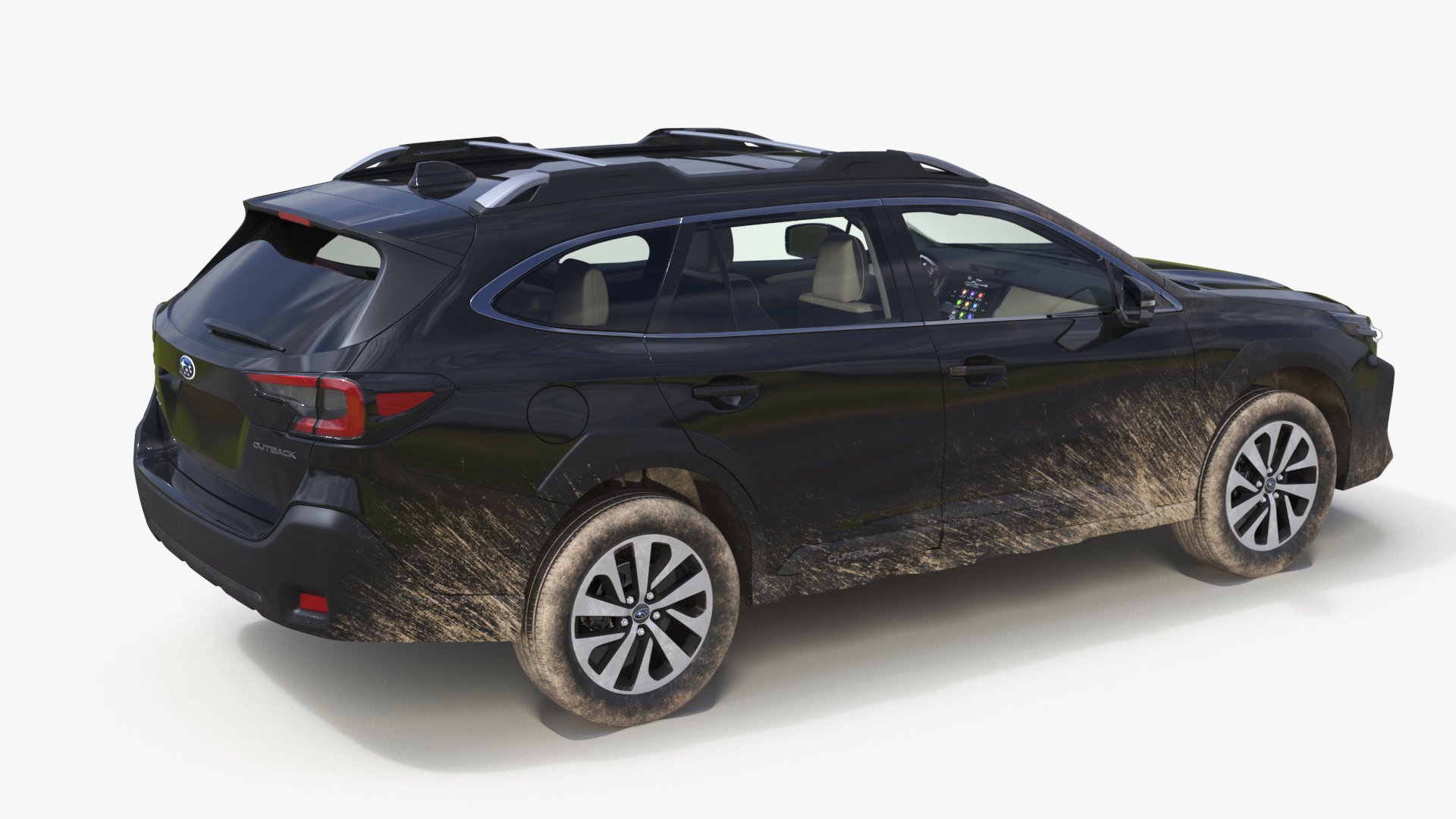 3D Suv Subaru Outback 2025 Black Dirty Simplified