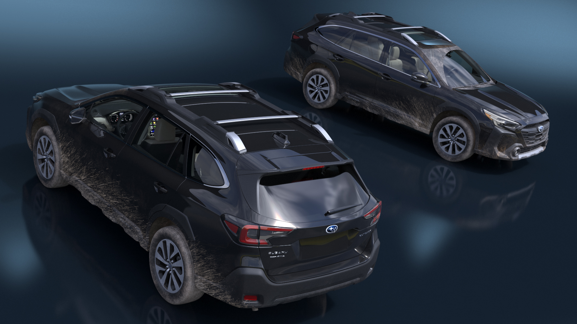 3D Suv Subaru Outback 2025 Black Dirty Simplified