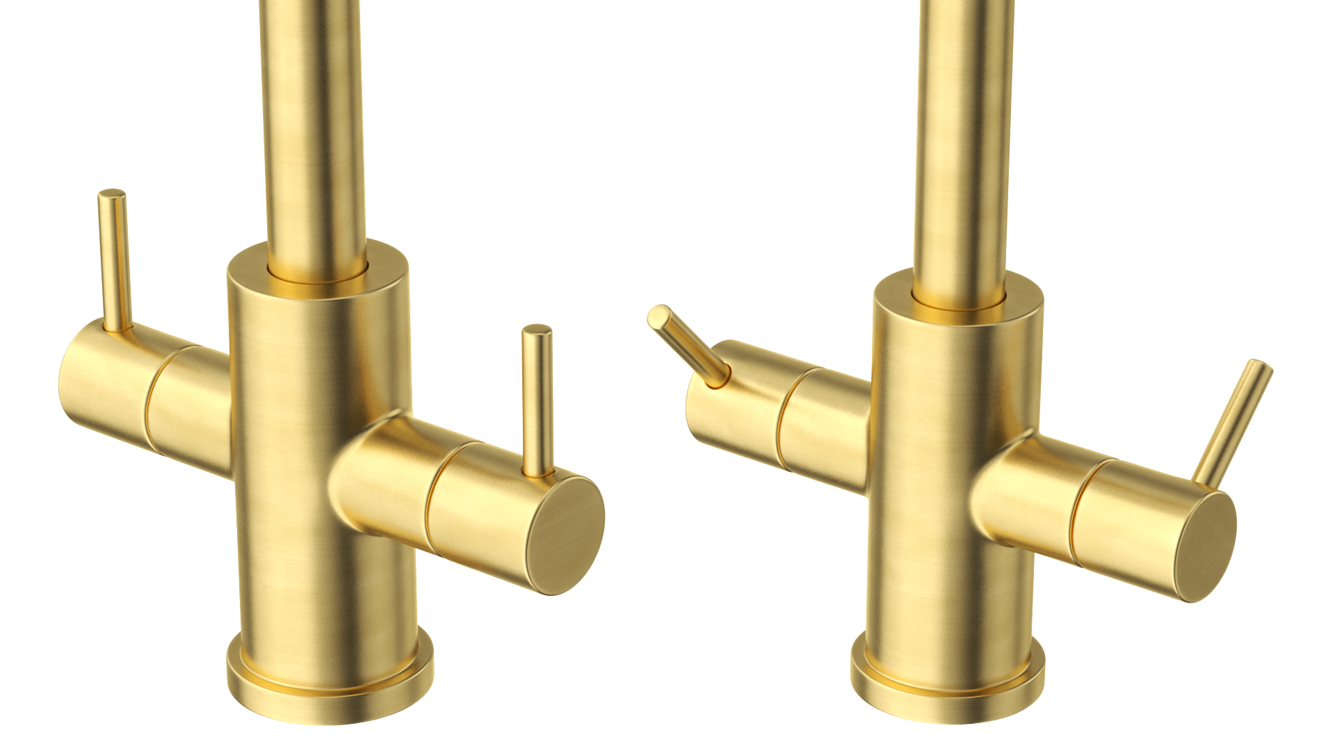 3D Monobloc Dual Lever Kitchen Mixer Tap Brass model