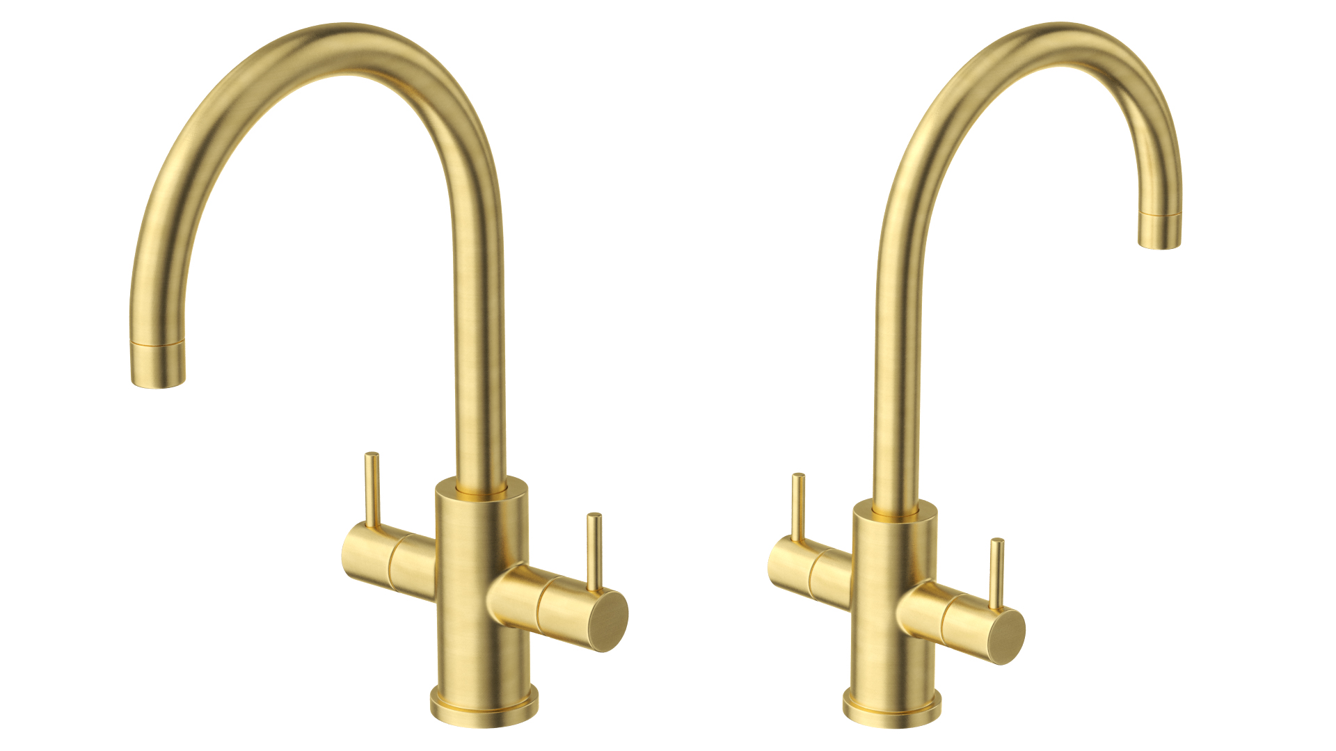 3D Monobloc Dual Lever Kitchen Mixer Tap Brass model