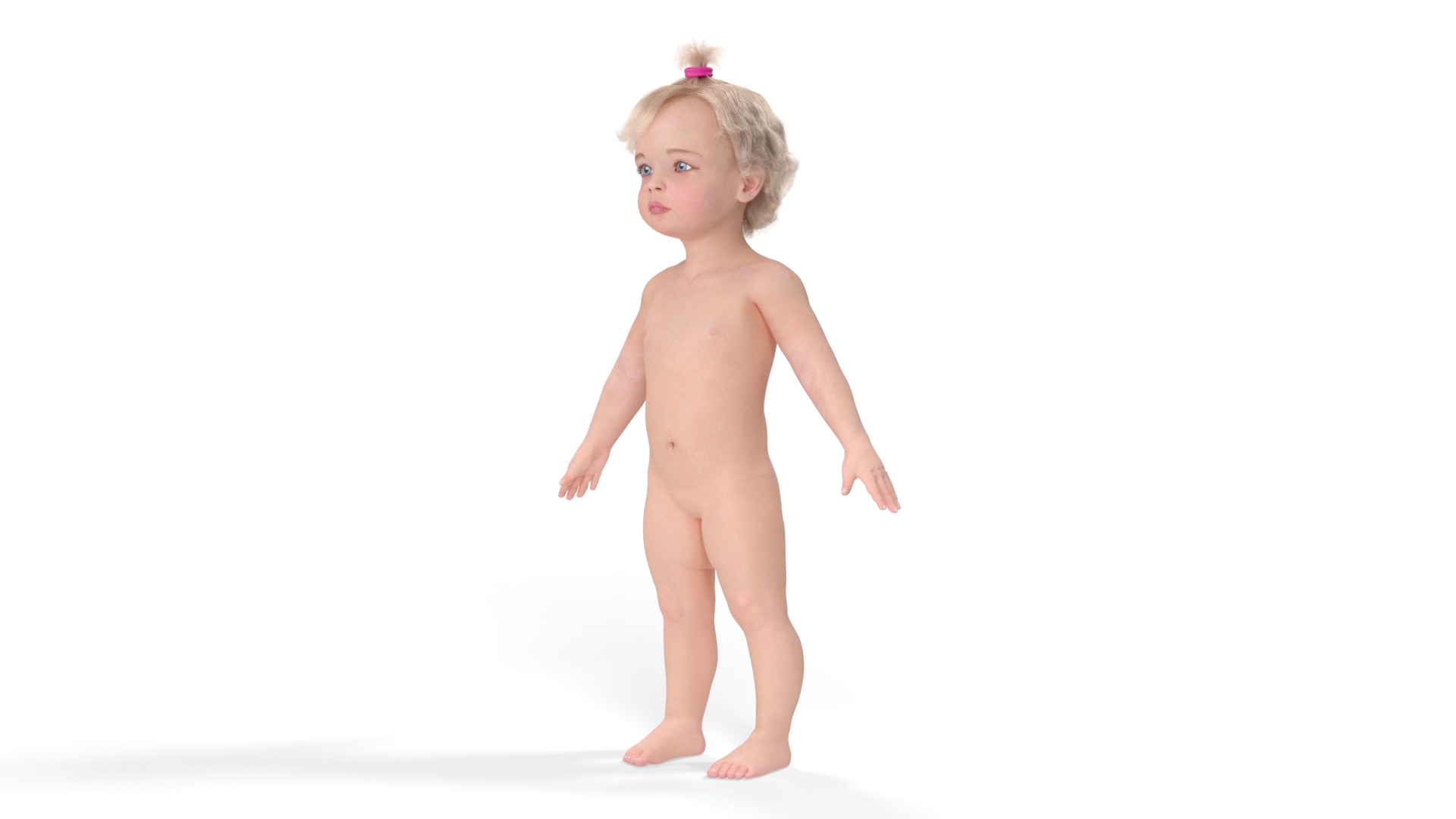 3D model Baby Girl A-Pose Fur