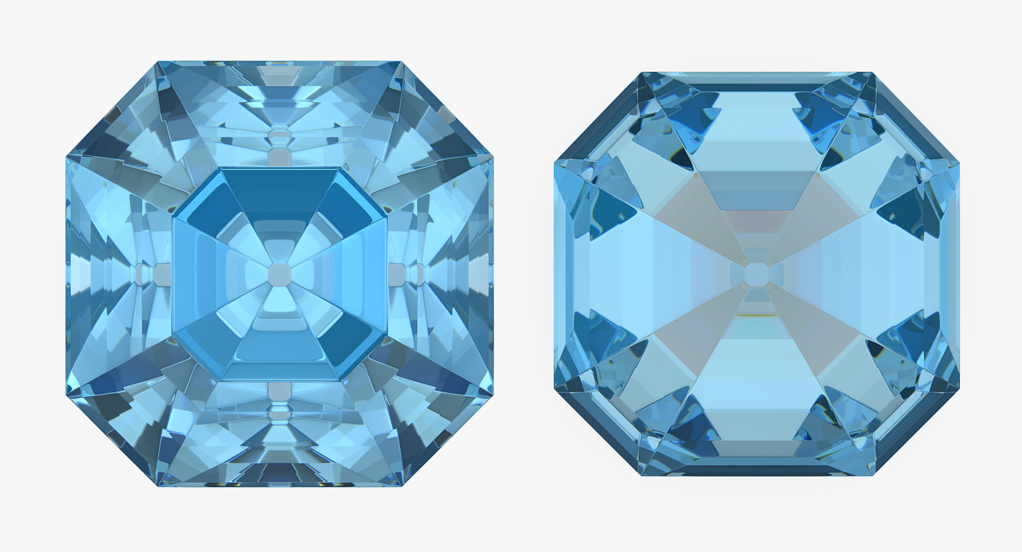 Asscher Cut Diamonds Set 3D model