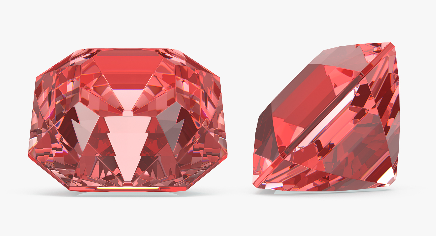 Asscher Cut Diamonds Set 3D model