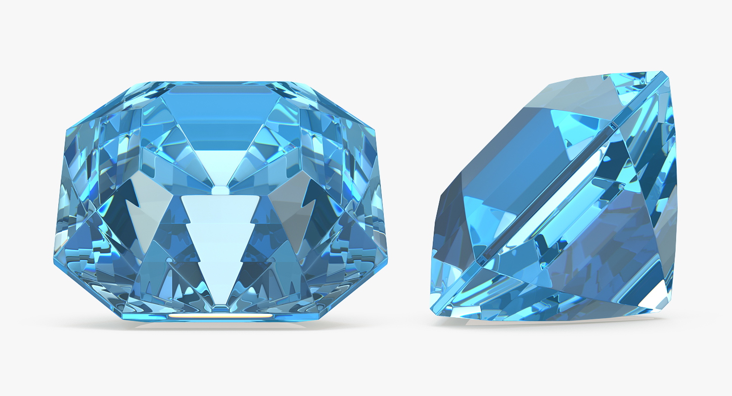 Asscher Cut Diamonds Set 3D model