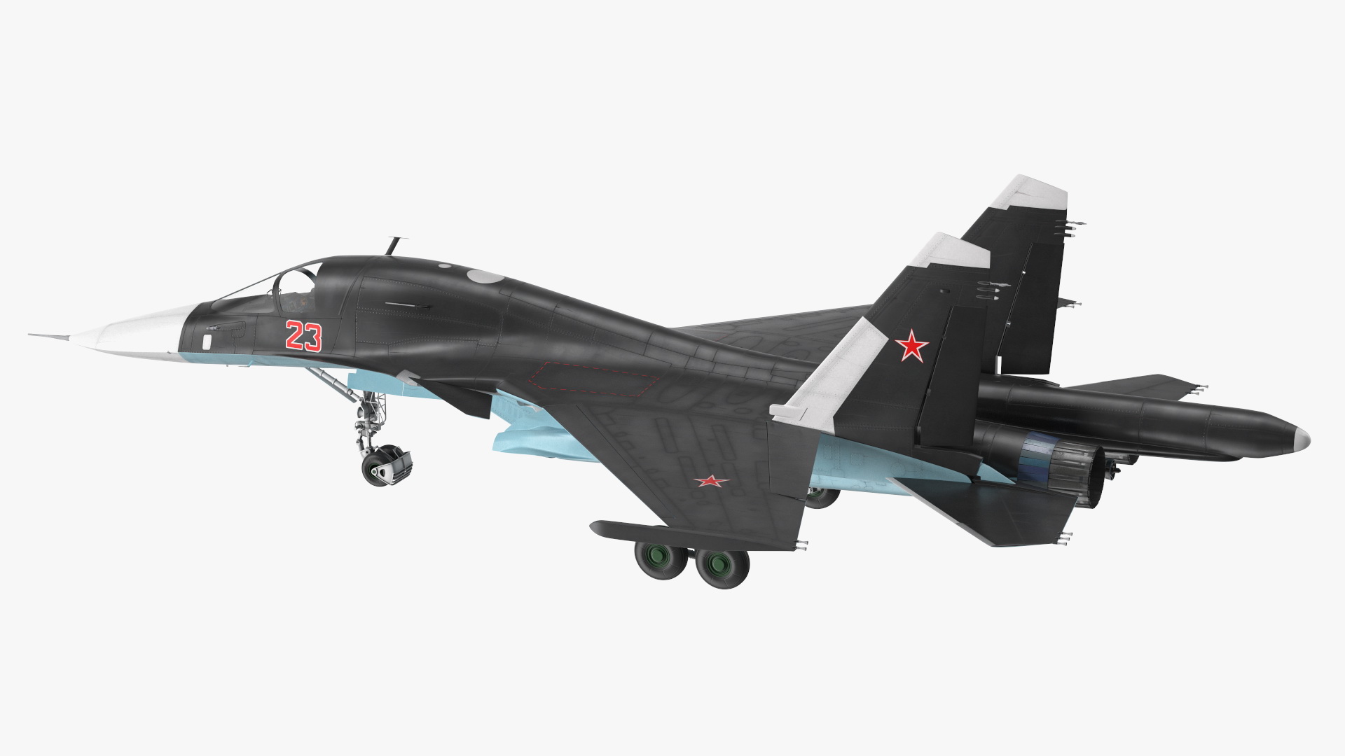 Su 34 Aircraft with X-31PM Supersonic Missile Rigged 3D