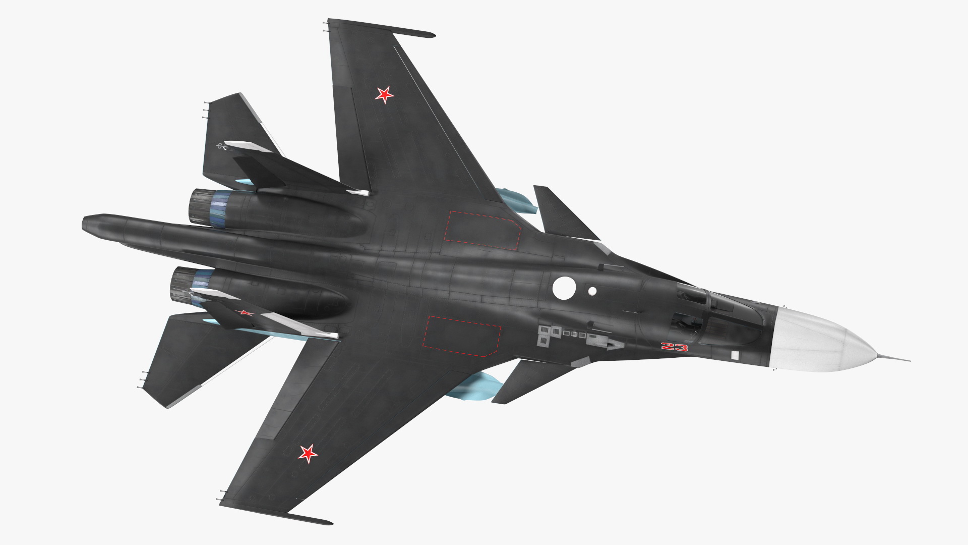 Su 34 Aircraft with X-31PM Supersonic Missile Rigged 3D