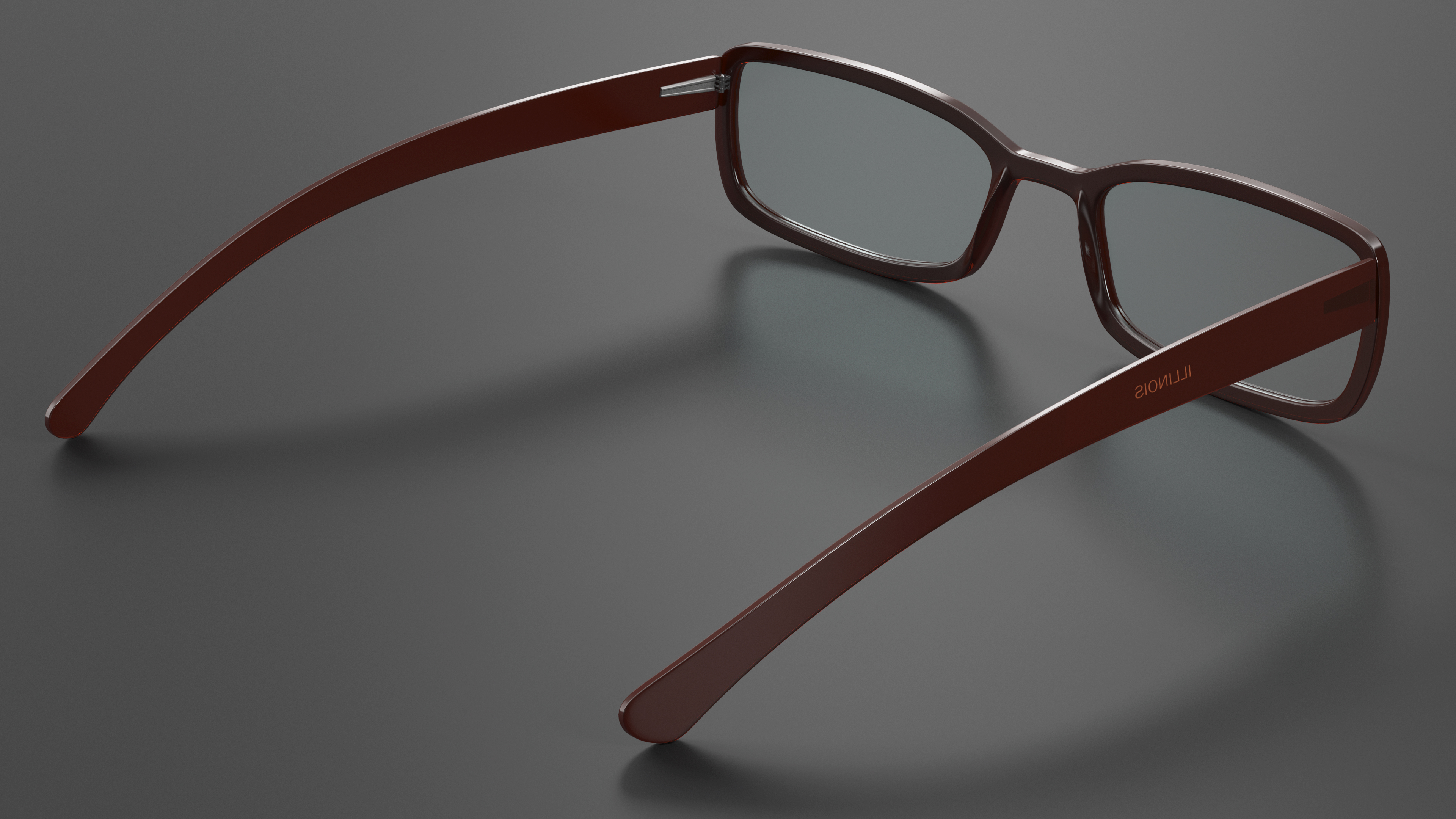 Brown Retro Optical Square Glasses 3D model