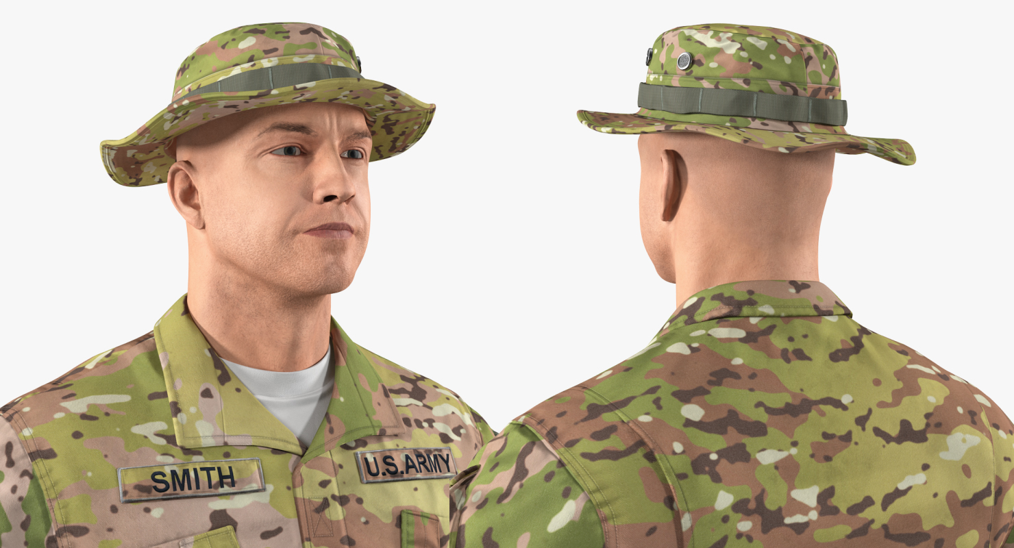 3D US Army Soldier T-Pose Fur