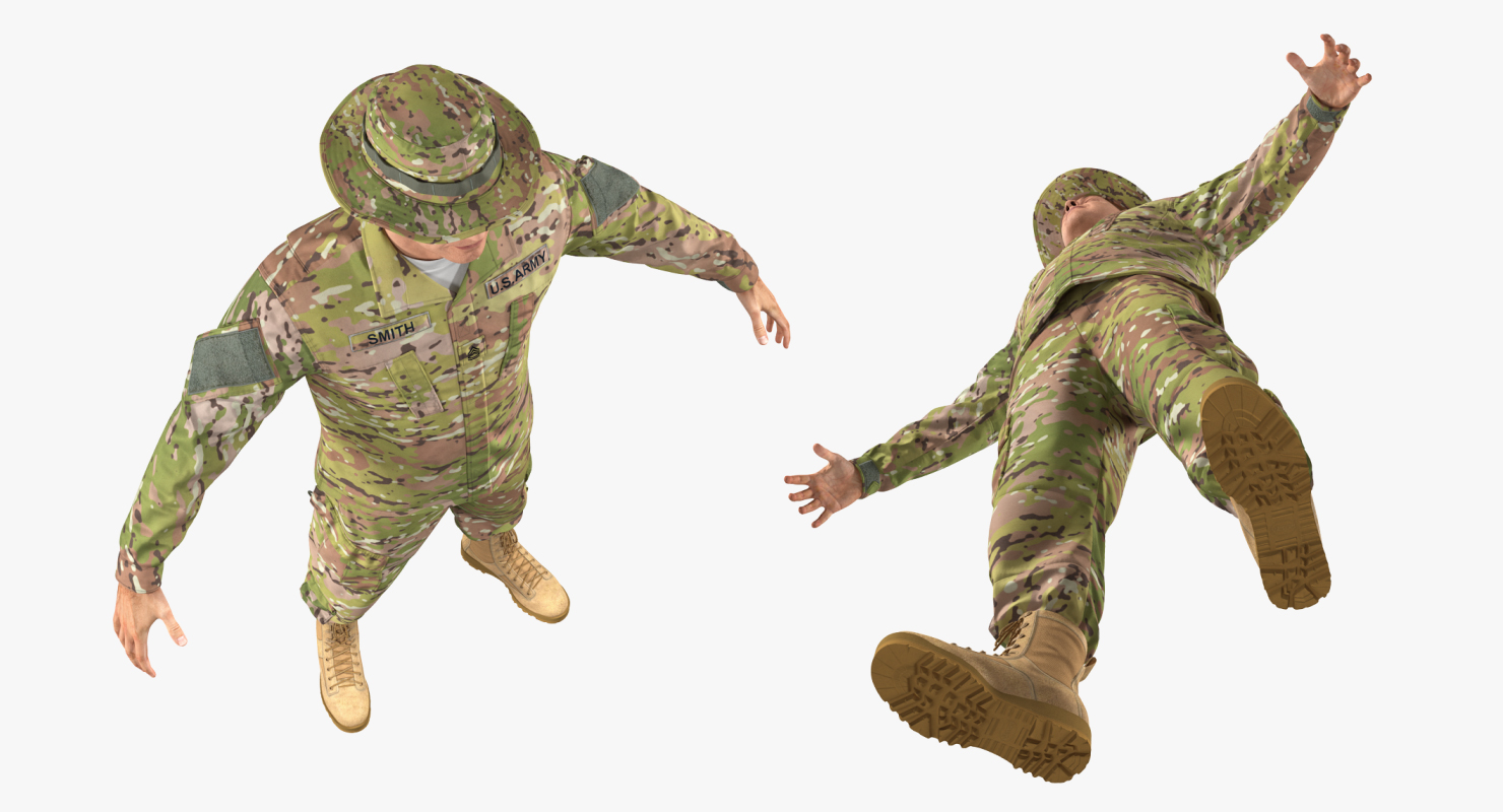 3D US Army Soldier T-Pose Fur