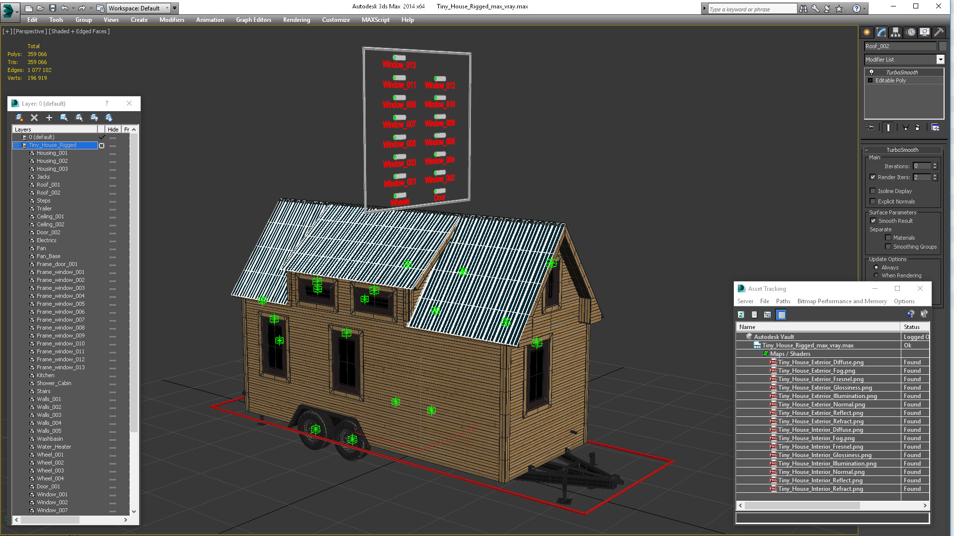 3D Tiny House Rigged for Cinema 4D