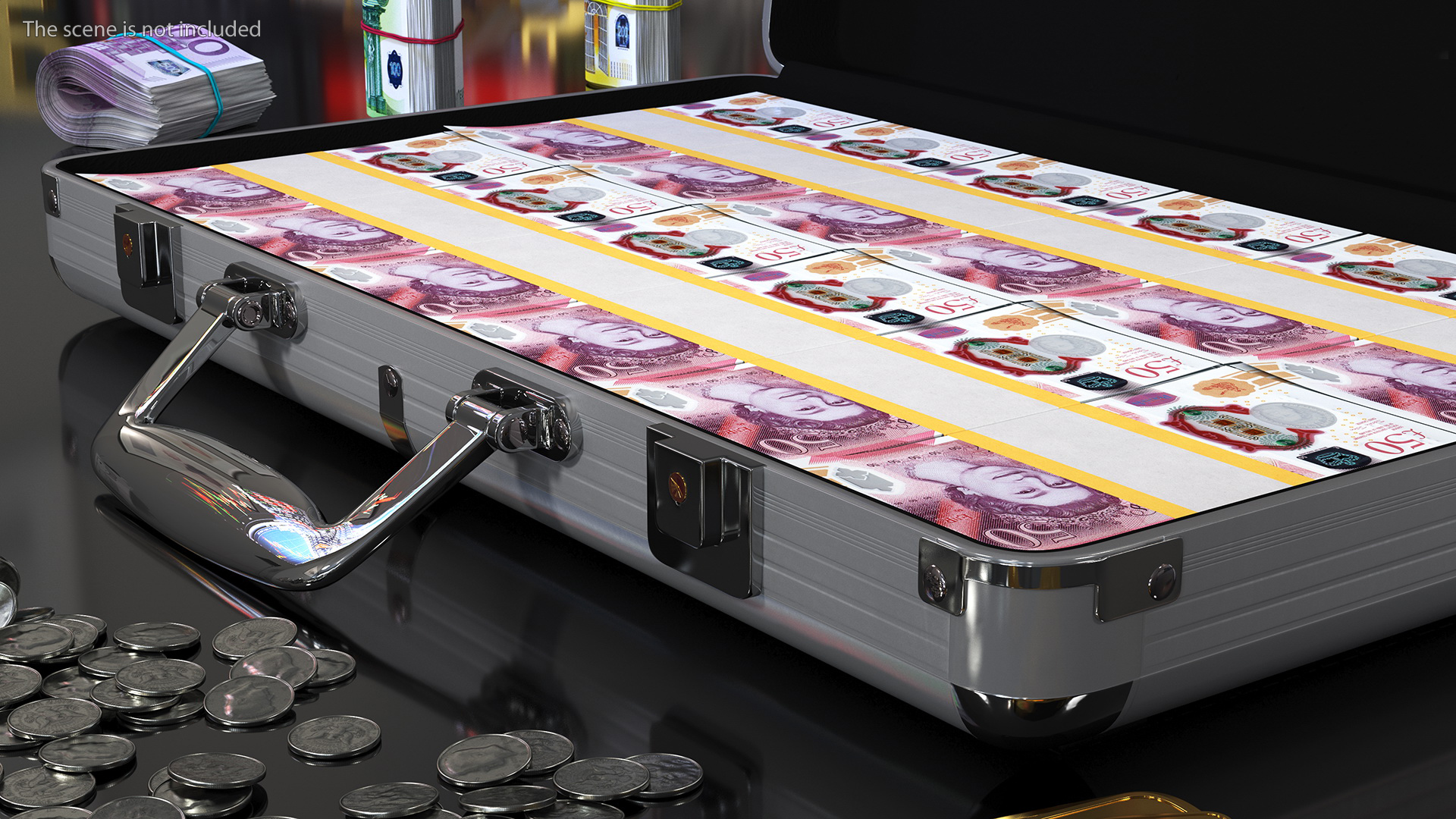 3D Suitcase Full of Pounds model