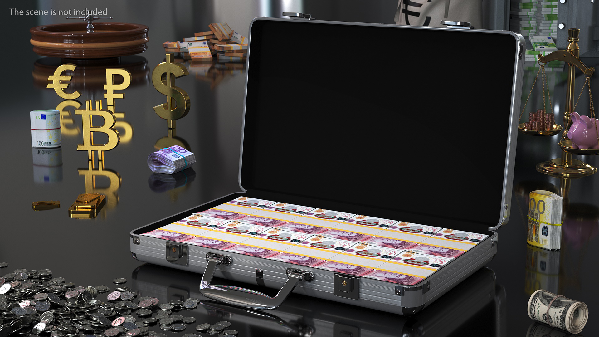 3D Suitcase Full of Pounds model