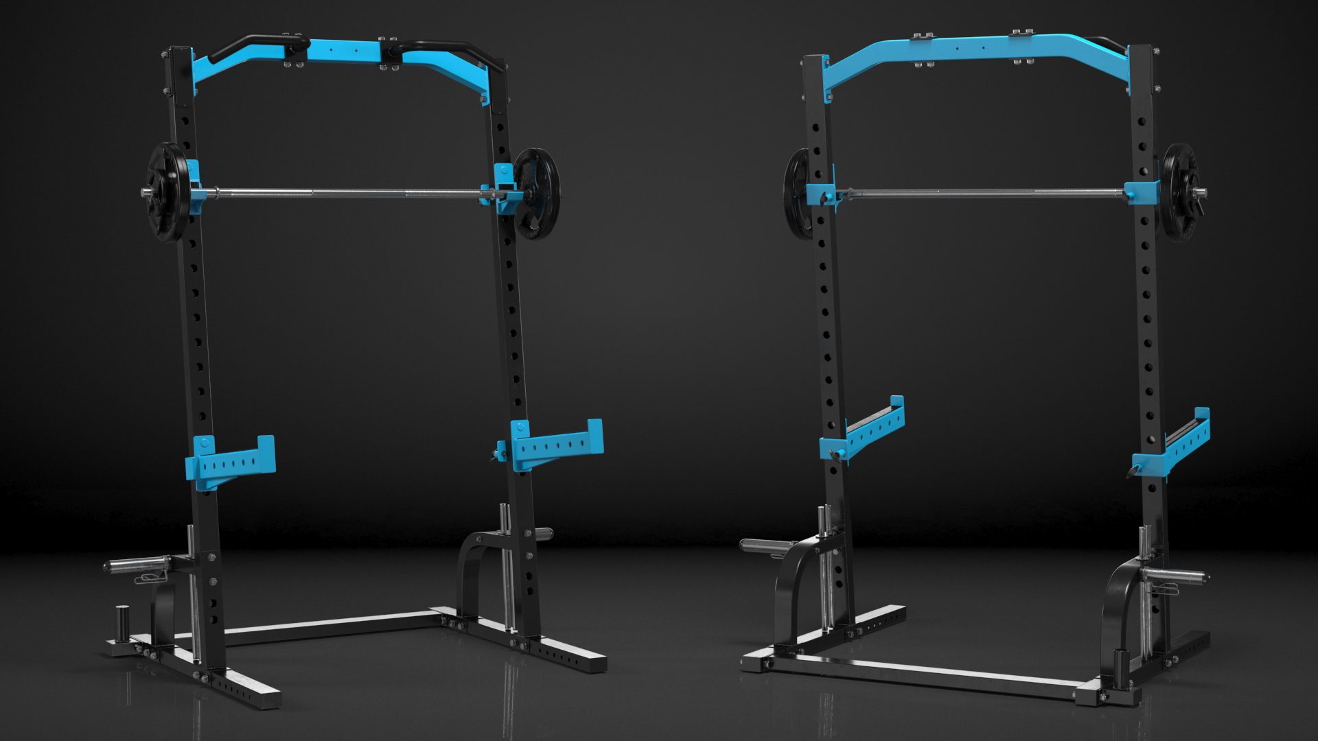 3D Gym Half Rack with Barbell