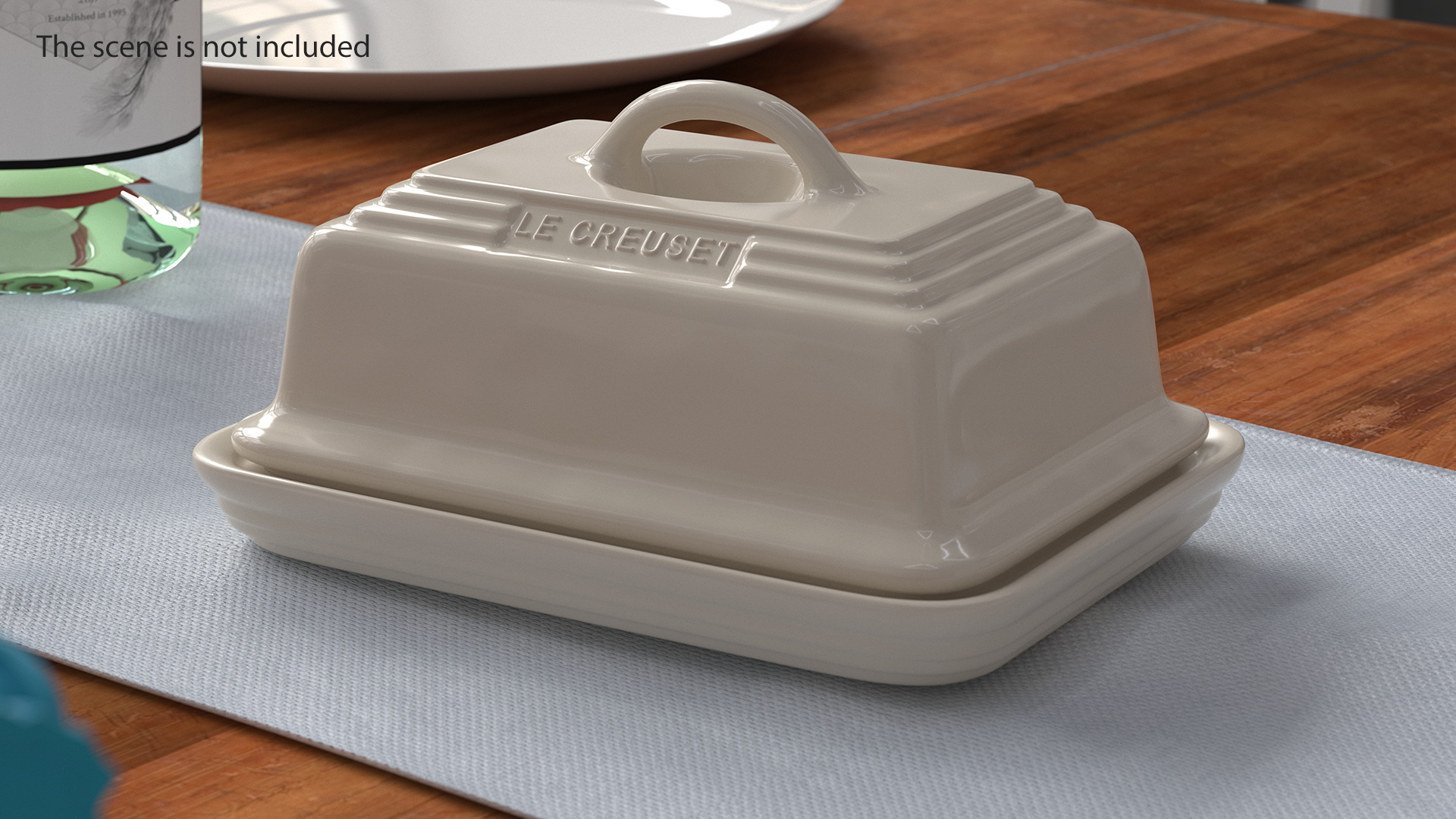 3D European Butter Dish Le Creuse White