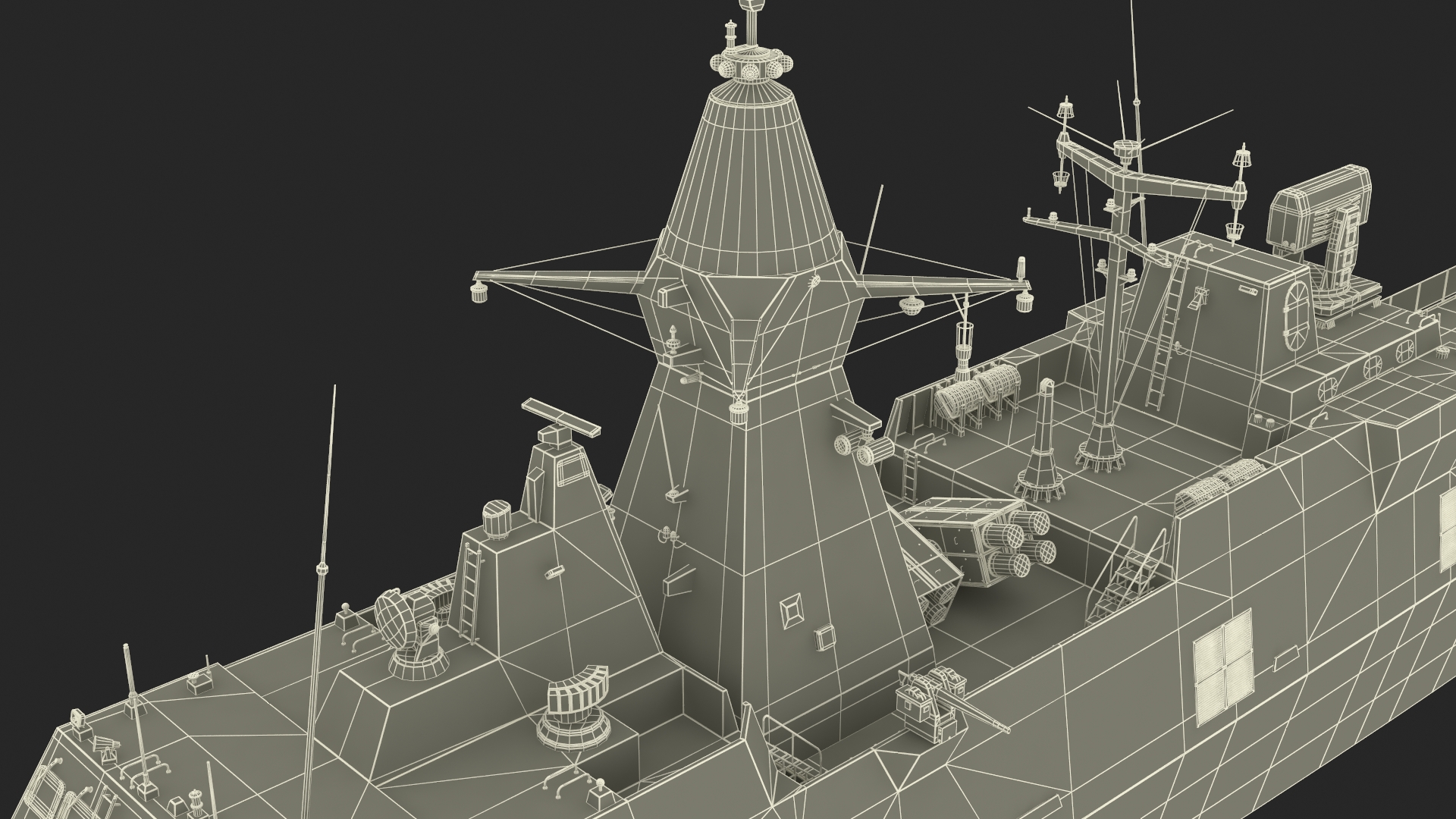 Combat Ship Class Corvette Navy Rigged for Maya 3D