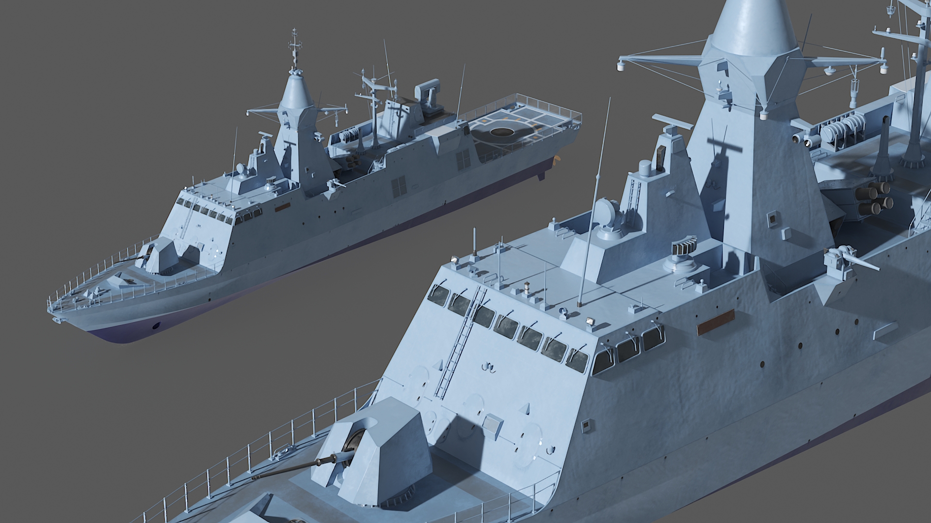 Combat Ship Class Corvette Navy Rigged for Maya 3D