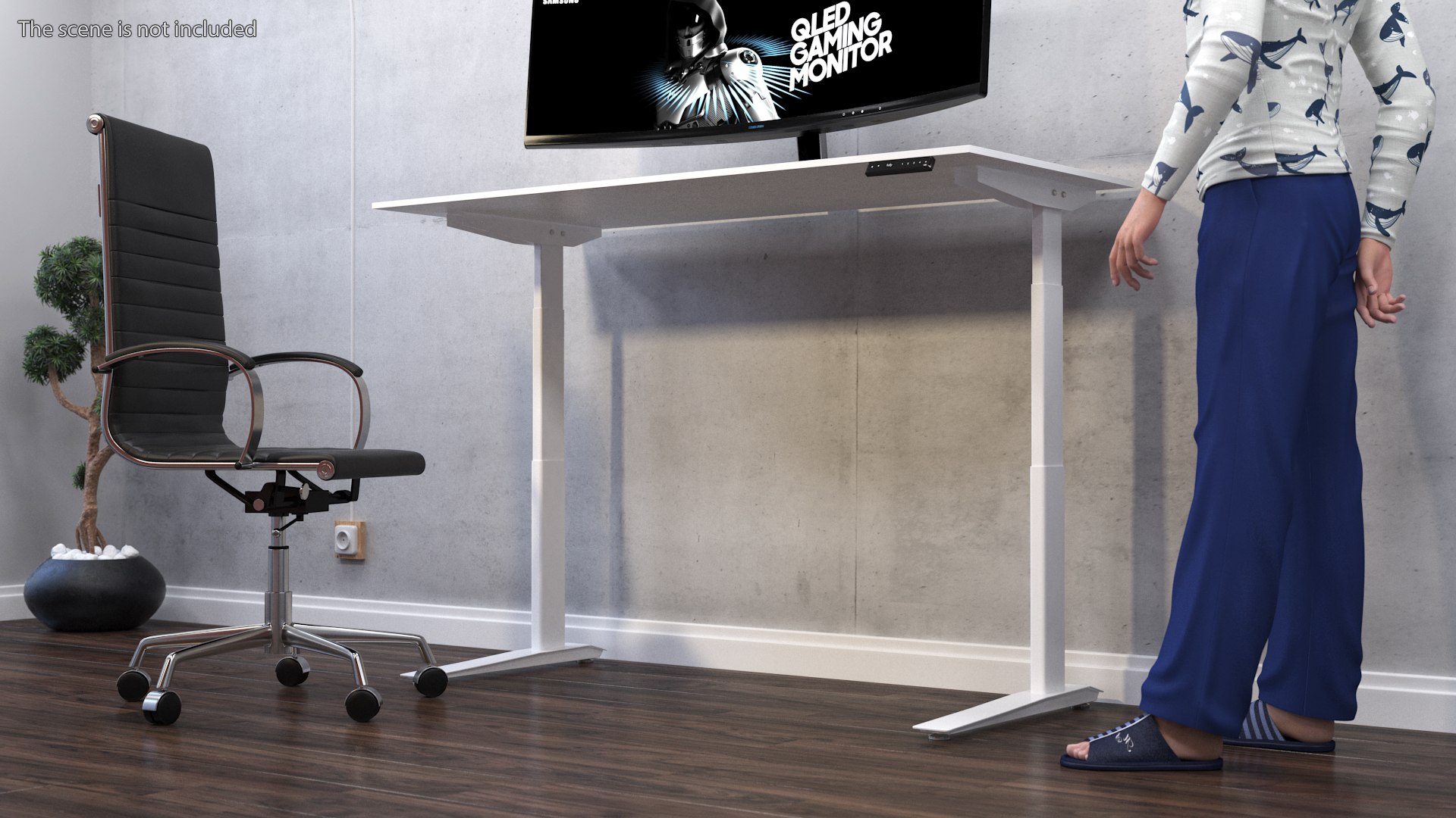 3D White Standing Desk Workstation