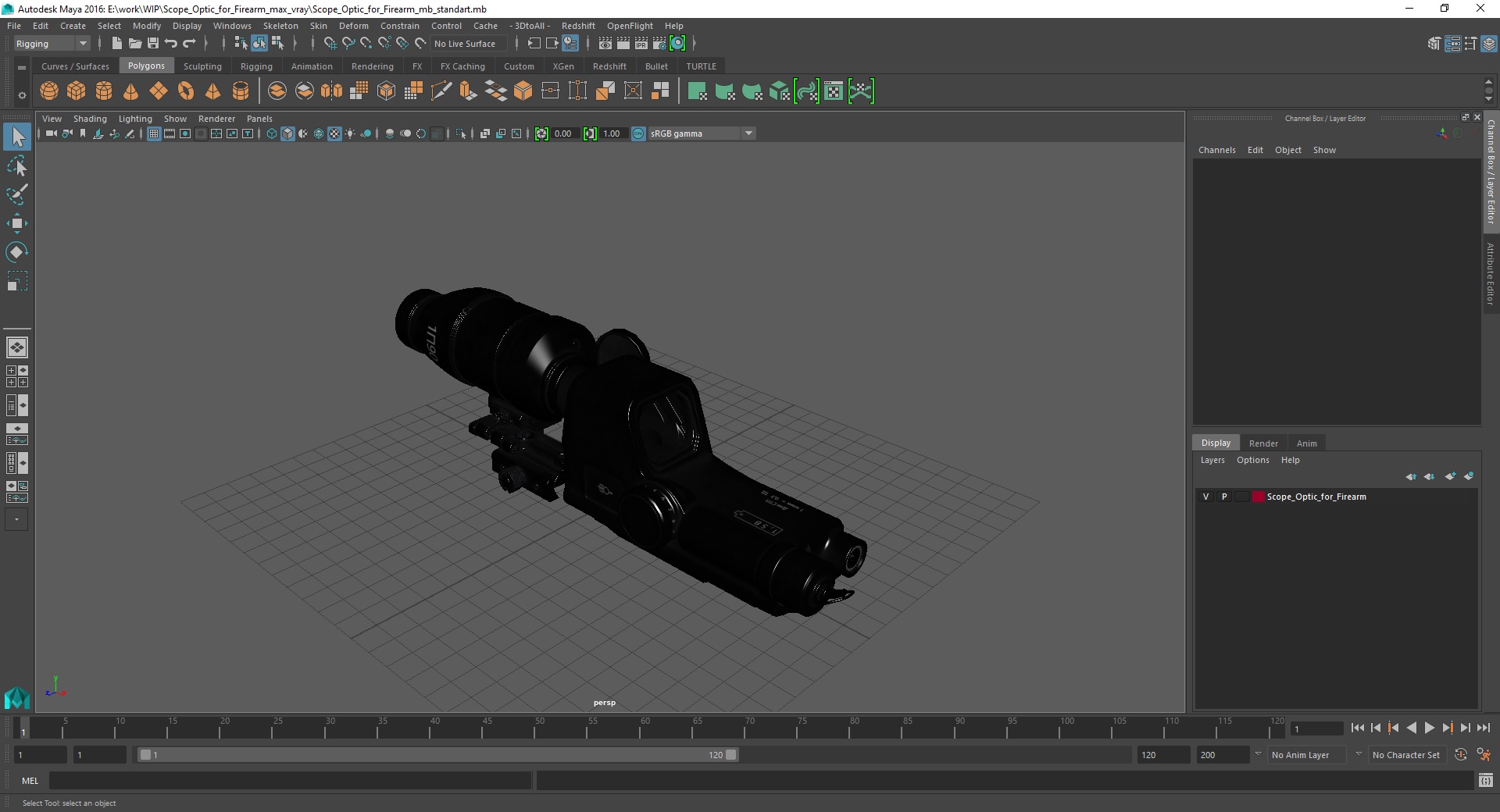 3D Scope Optic for Firearm model