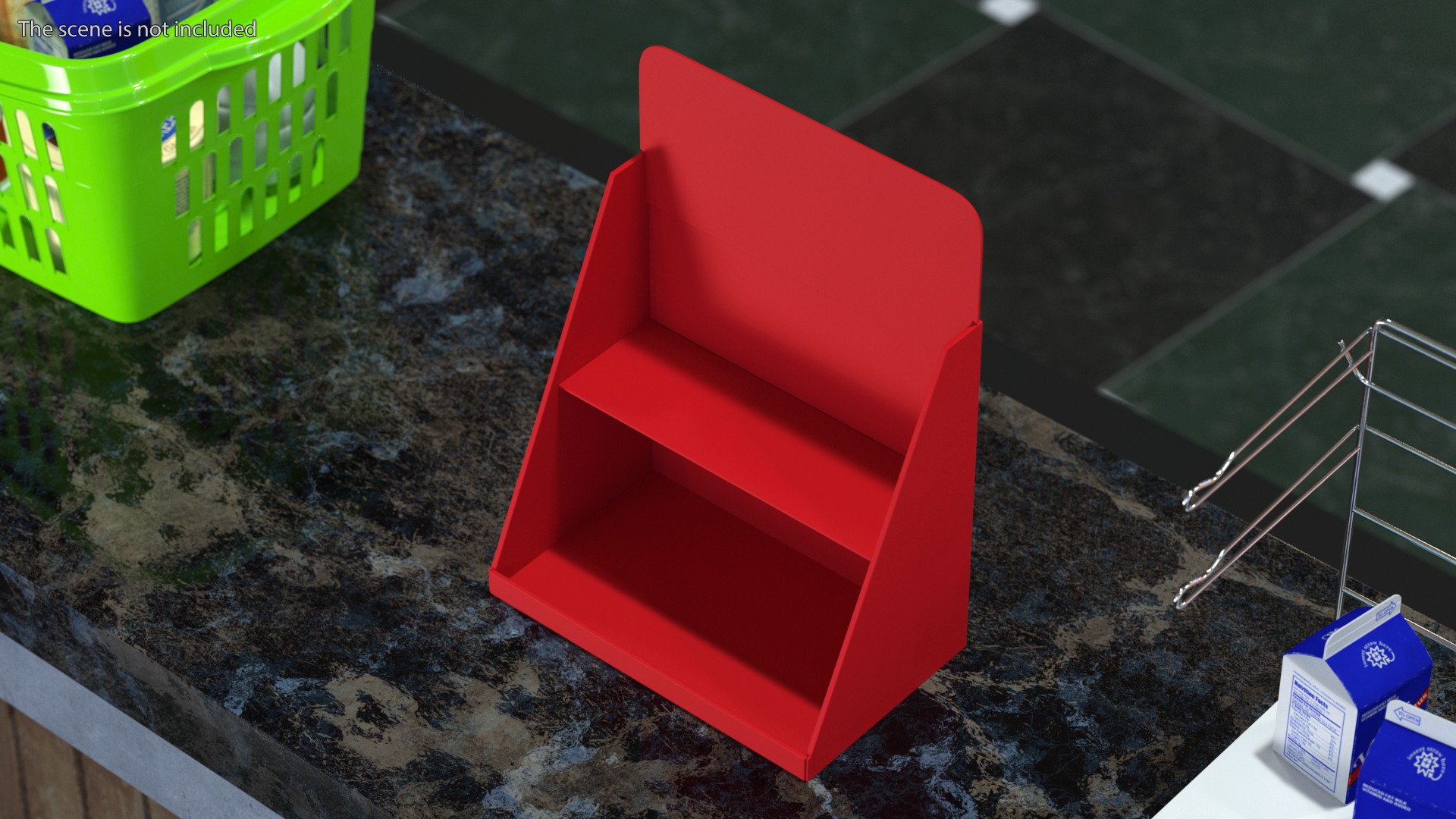 3D Carton Table Display Stand Triangular Red