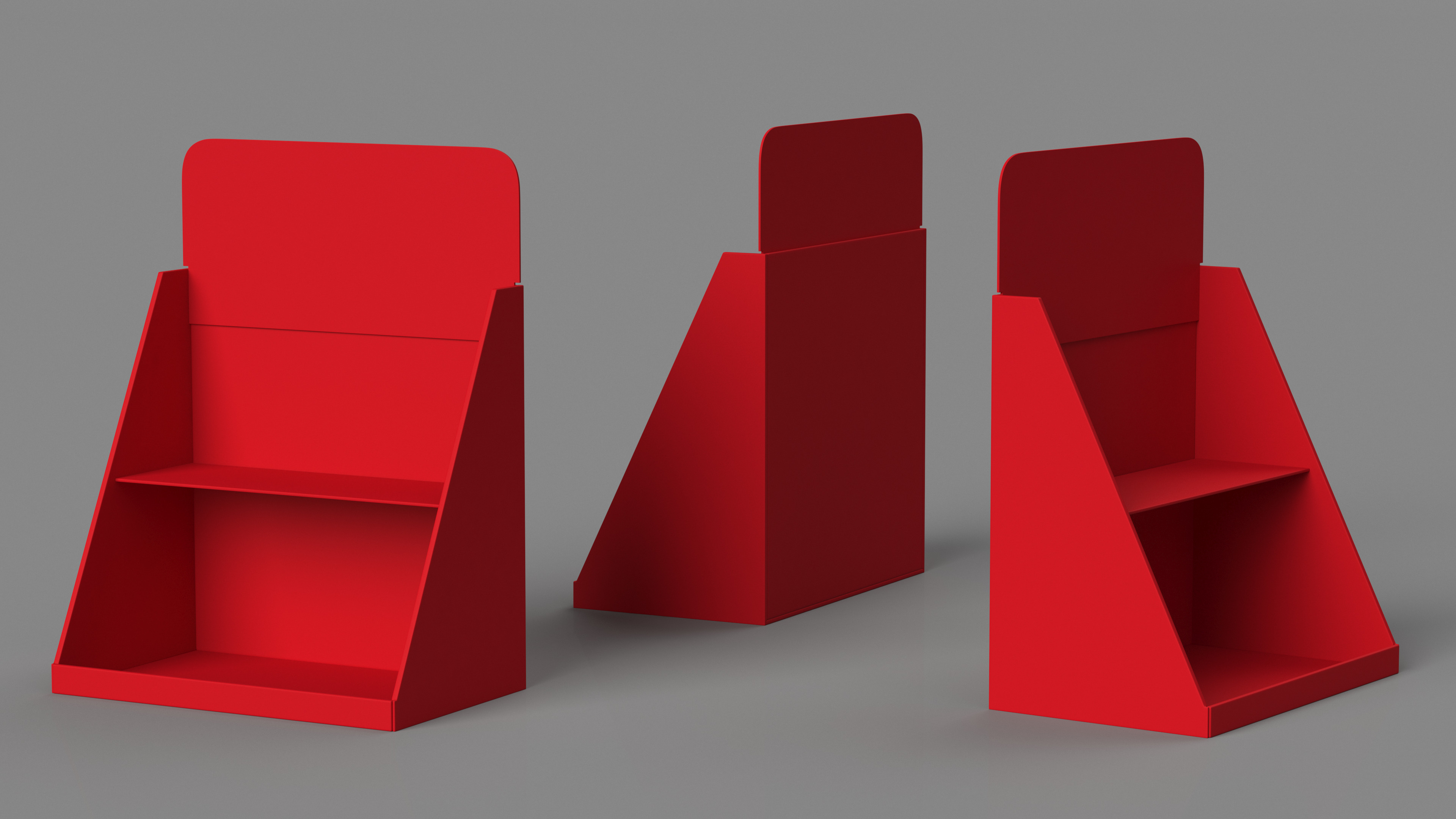 3D Carton Table Display Stand Triangular Red