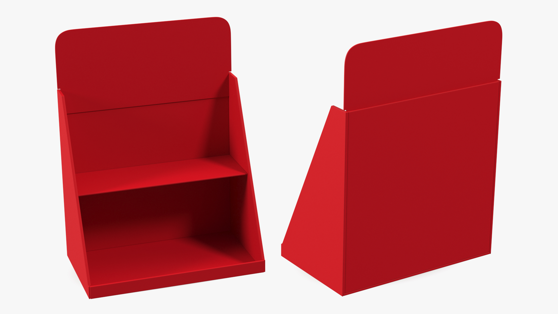 3D Carton Table Display Stand Triangular Red