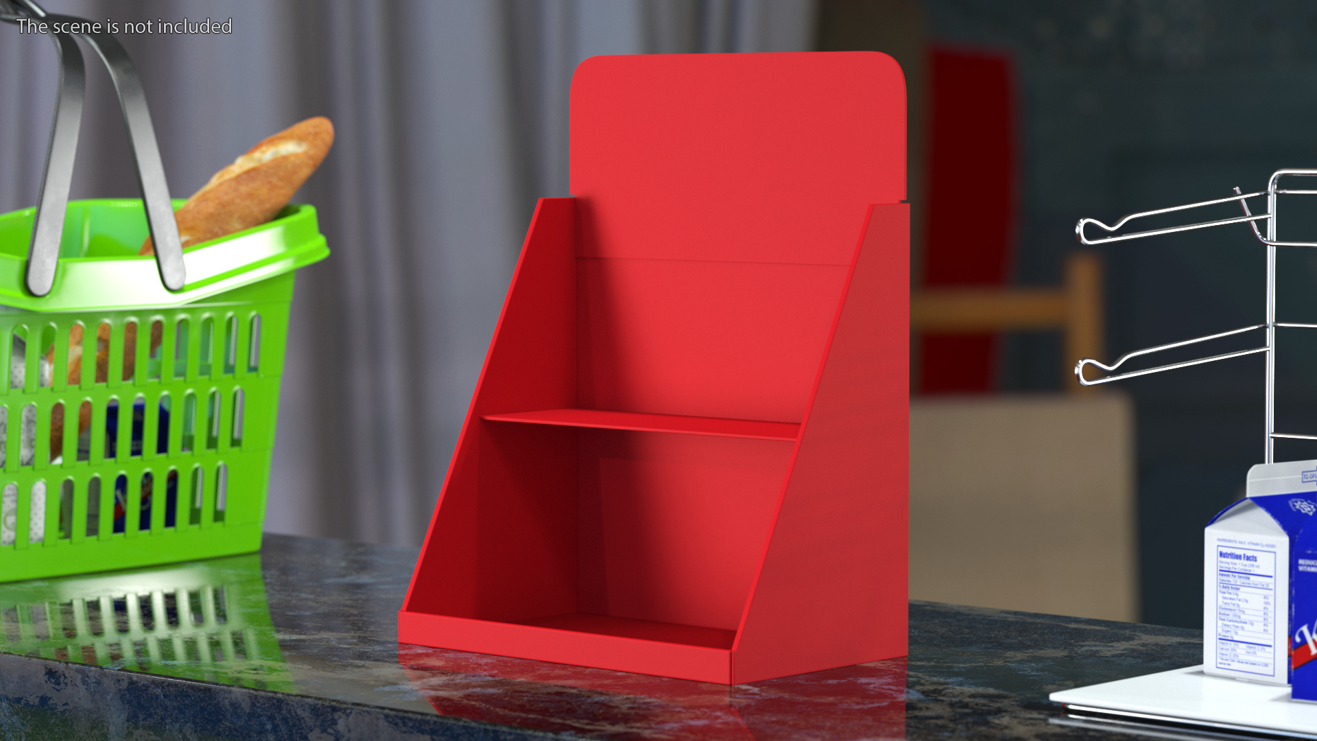 3D Carton Table Display Stand Triangular Red