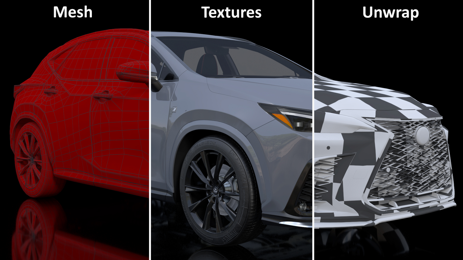 3D model New 2024 Lexus NX Hybrid Grey Rigged for Cinema 4D