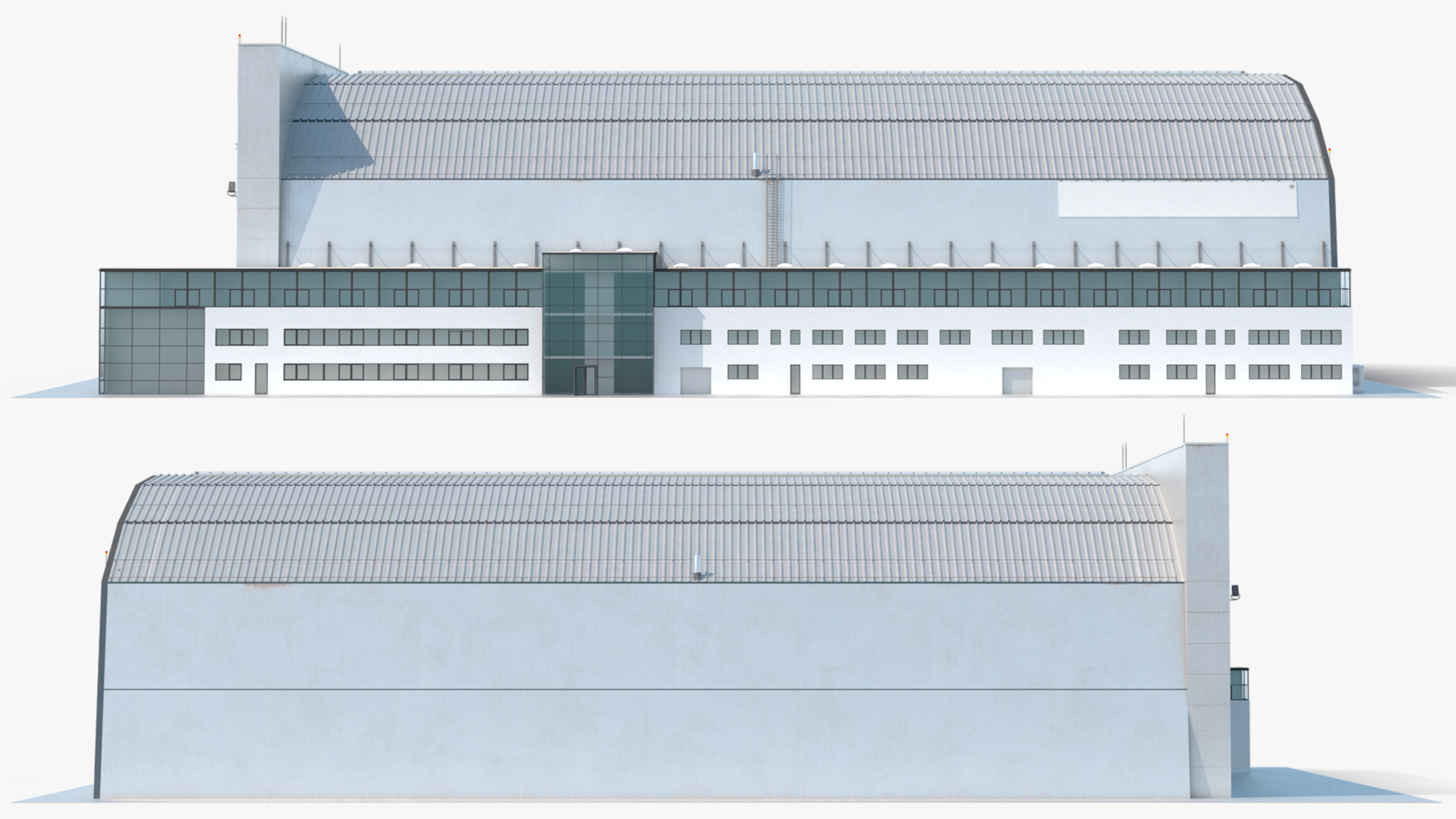 3D model Airship Hangar with Blimp