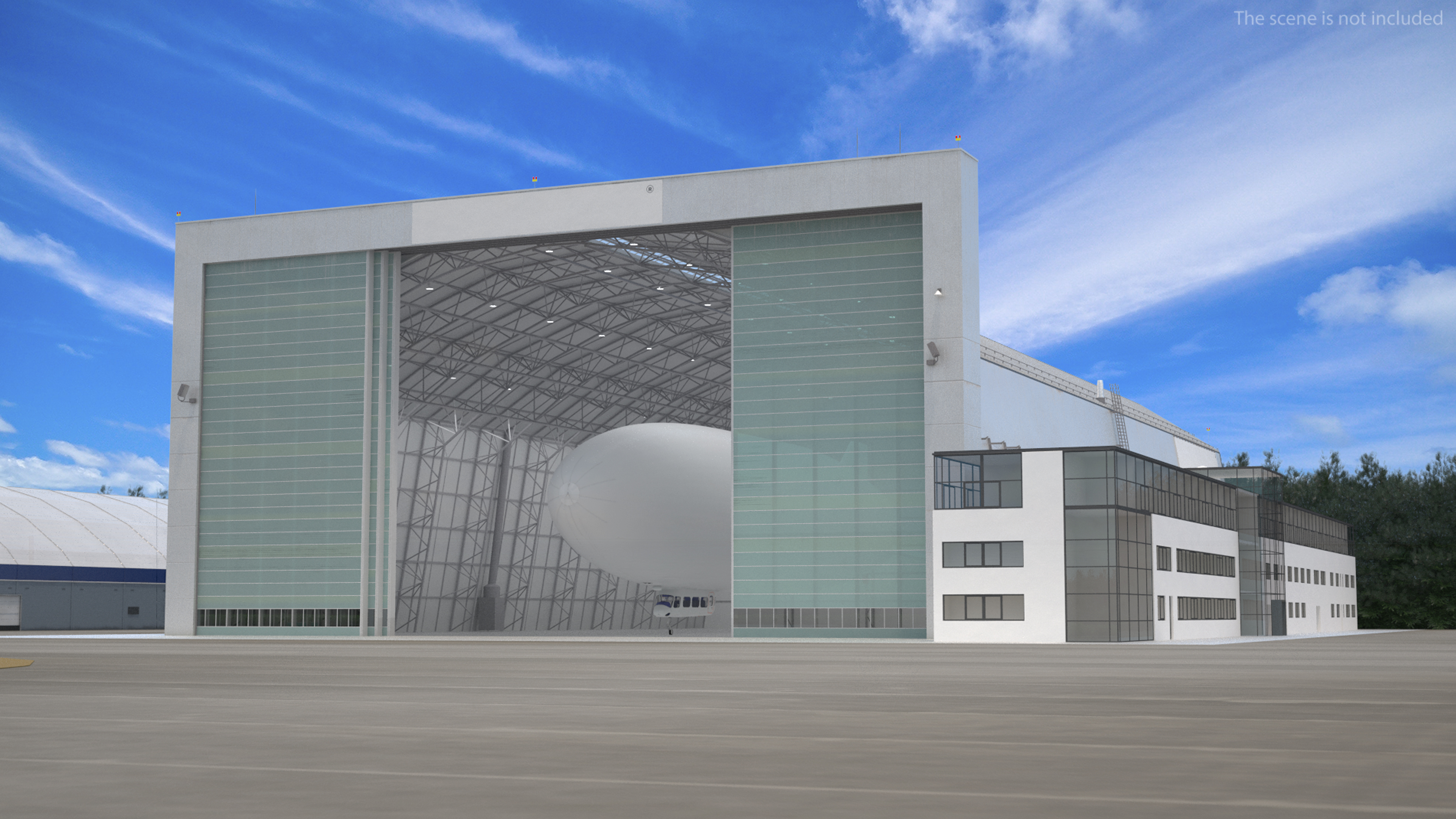 3D model Airship Hangar with Blimp