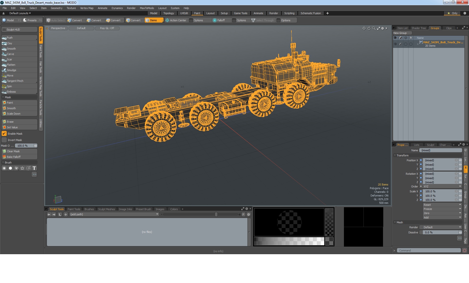 3D model MAZ 543M 8x8 Truck Desert