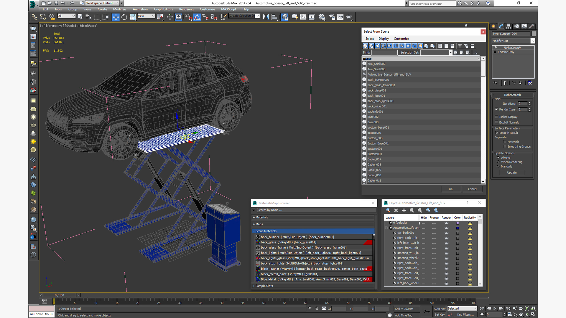 3D Automotive Scissor Lift and SUV