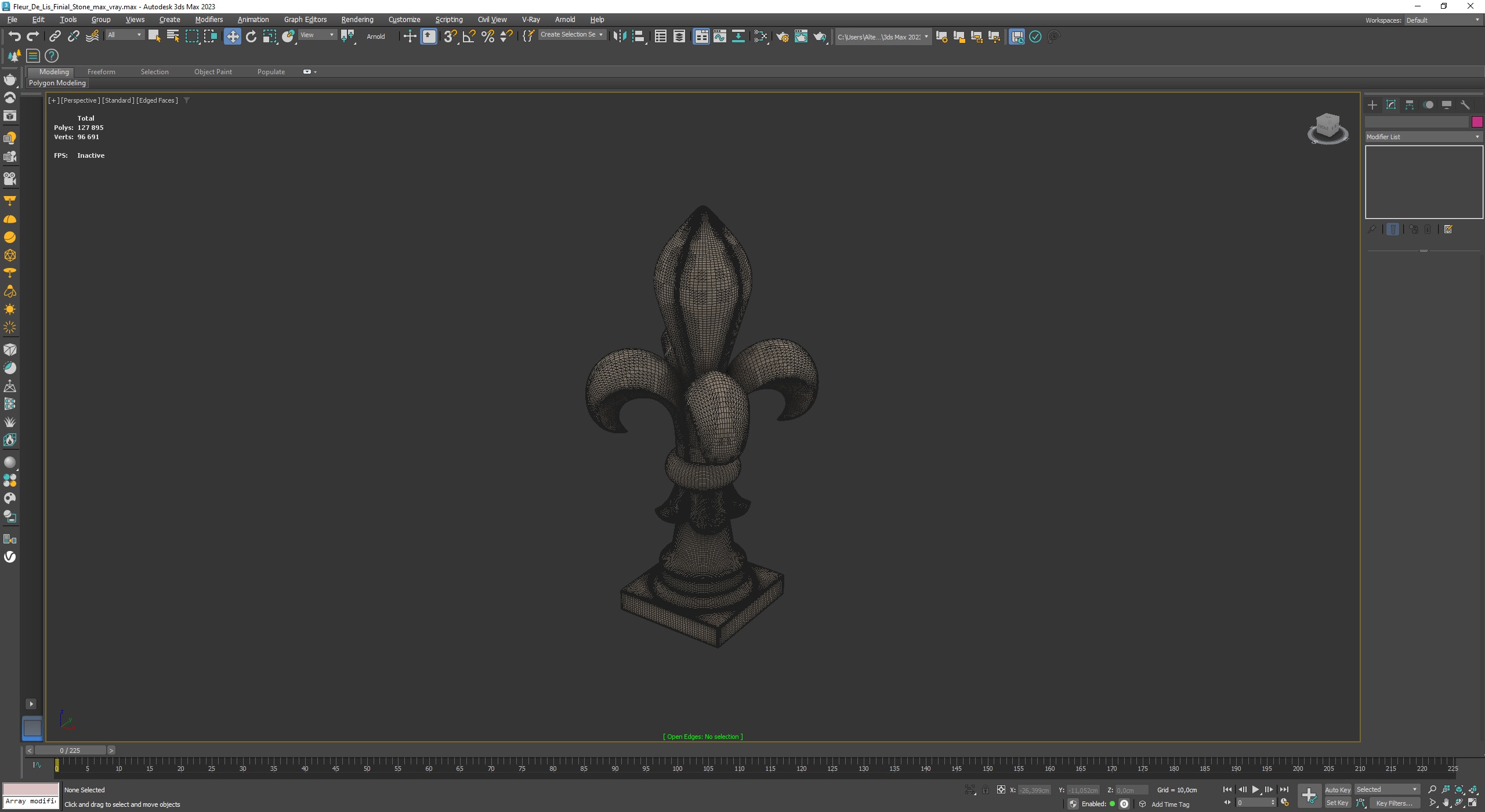 3D Fleur De Lis Finial Stone for 3D Print model