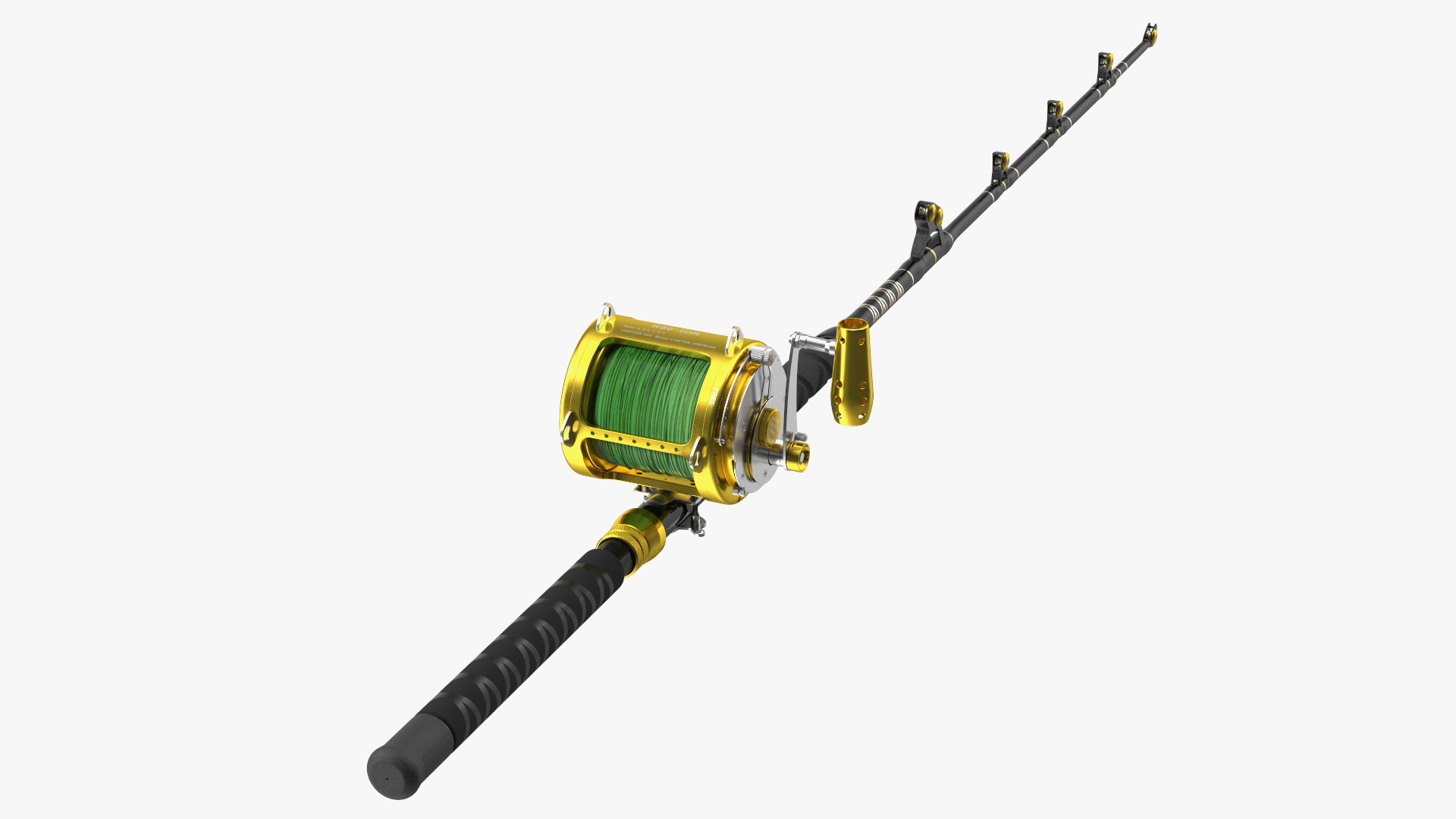 3D model EatMyTackle 80 Wide 2Speed Fishing Reel Bue Marlin Tournament Rod