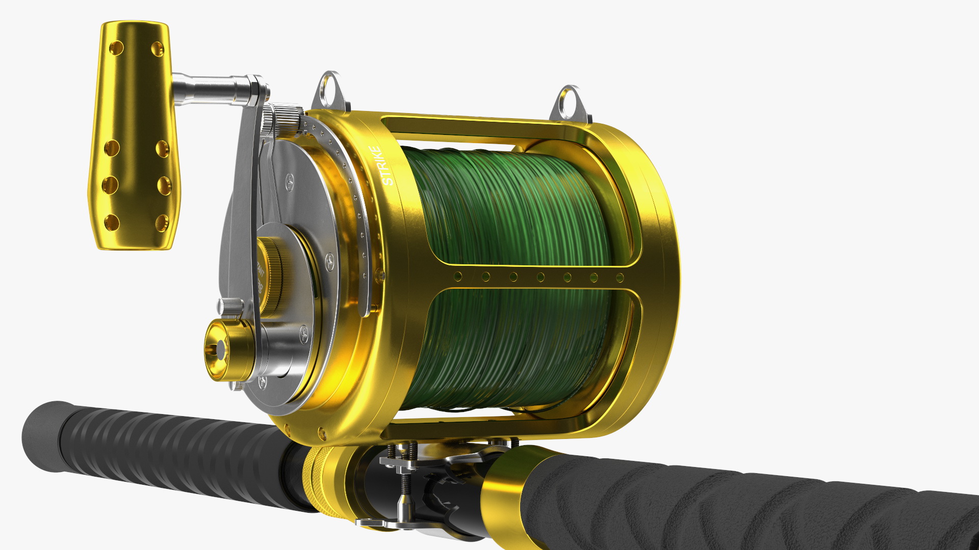 3D model EatMyTackle 80 Wide 2Speed Fishing Reel Bue Marlin Tournament Rod