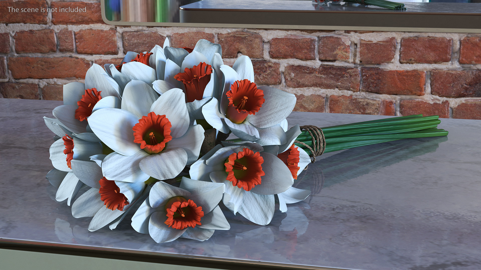 3D Bouquet of Narcissus Flowers model