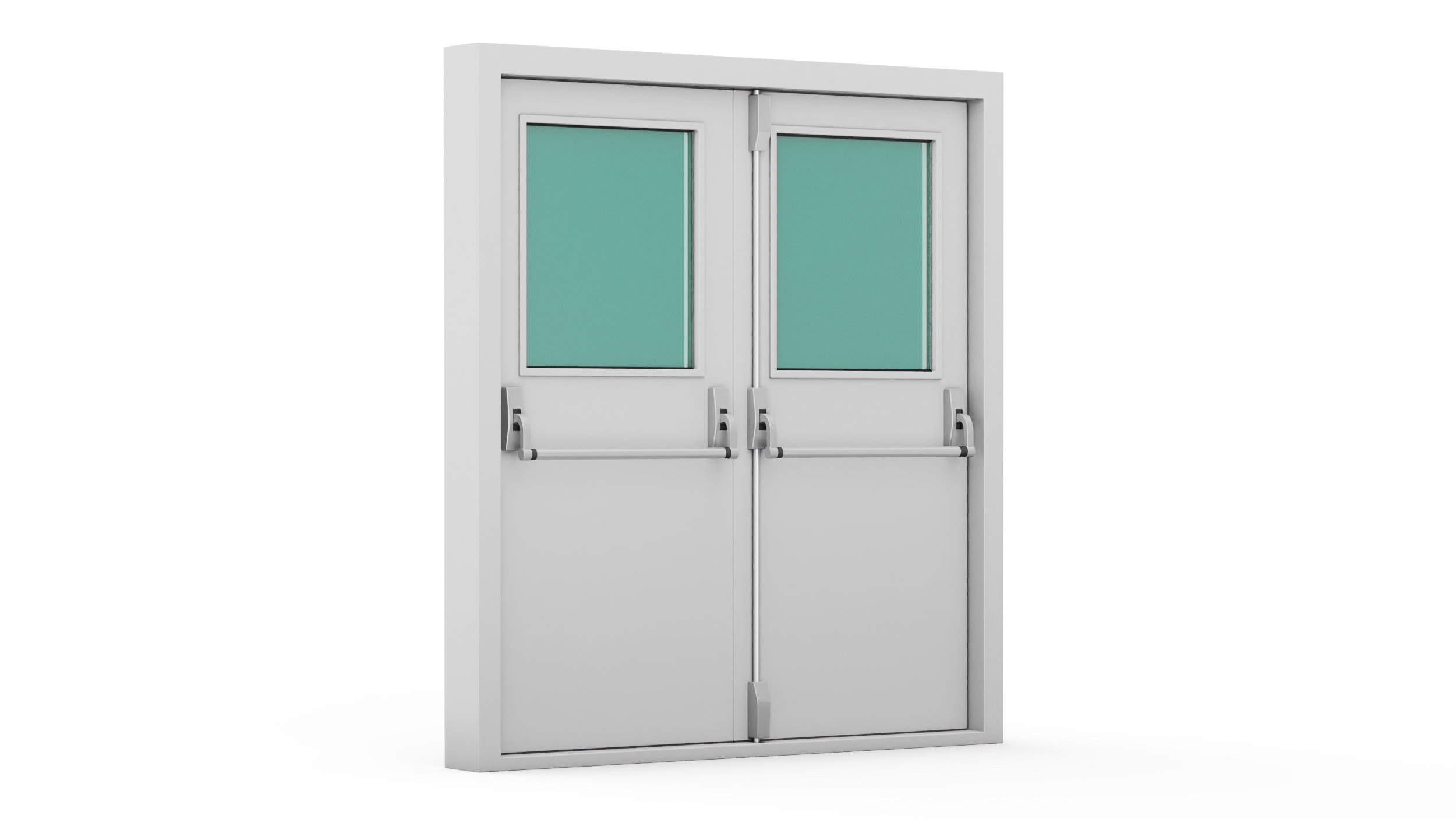 3D model Grey Fire Exit Doors with Panic Bar