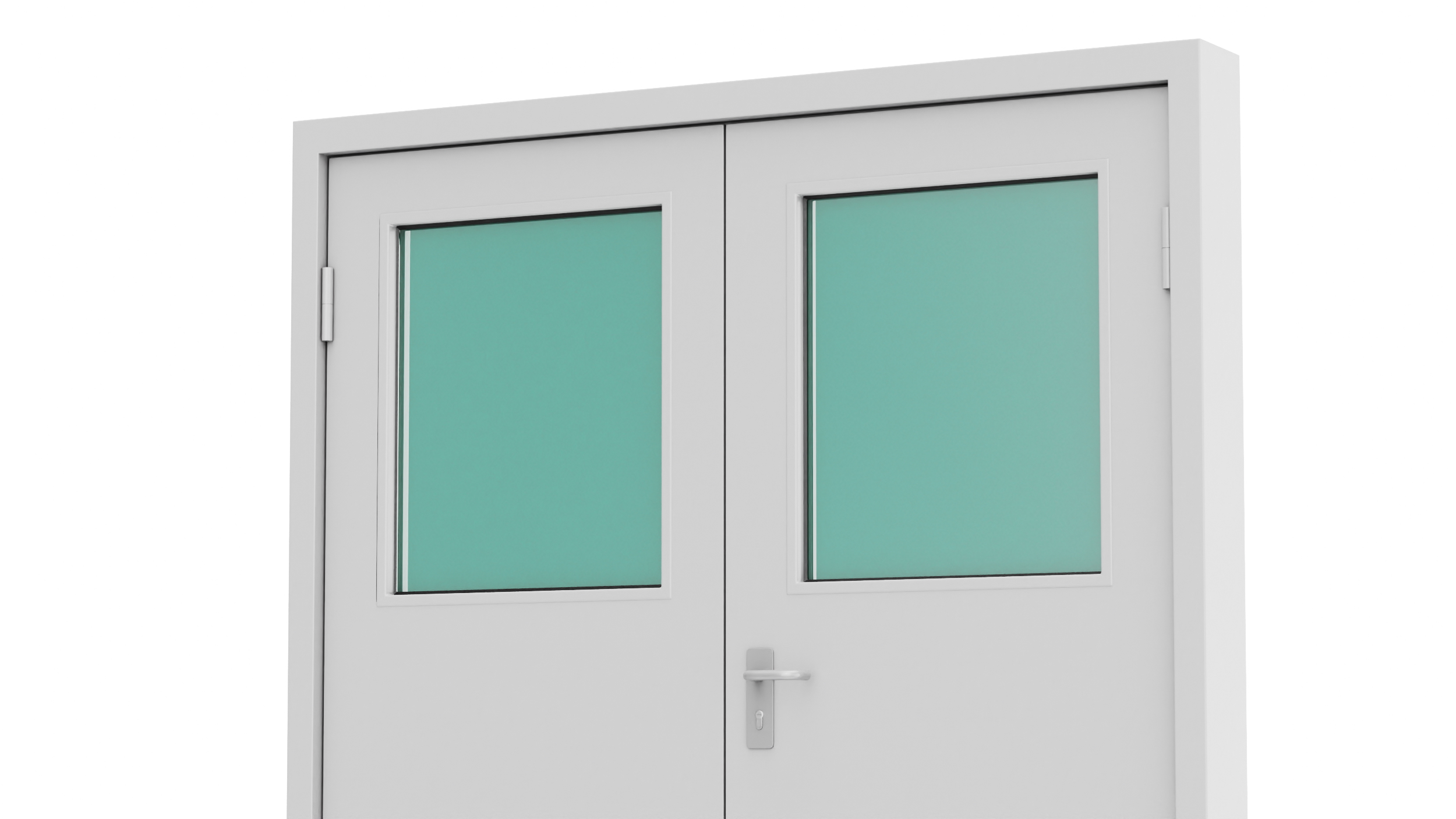 3D model Grey Fire Exit Doors with Panic Bar