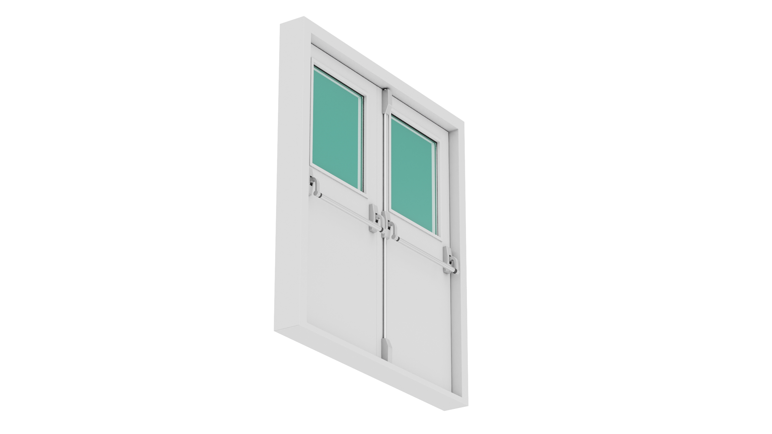 3D model Grey Fire Exit Doors with Panic Bar