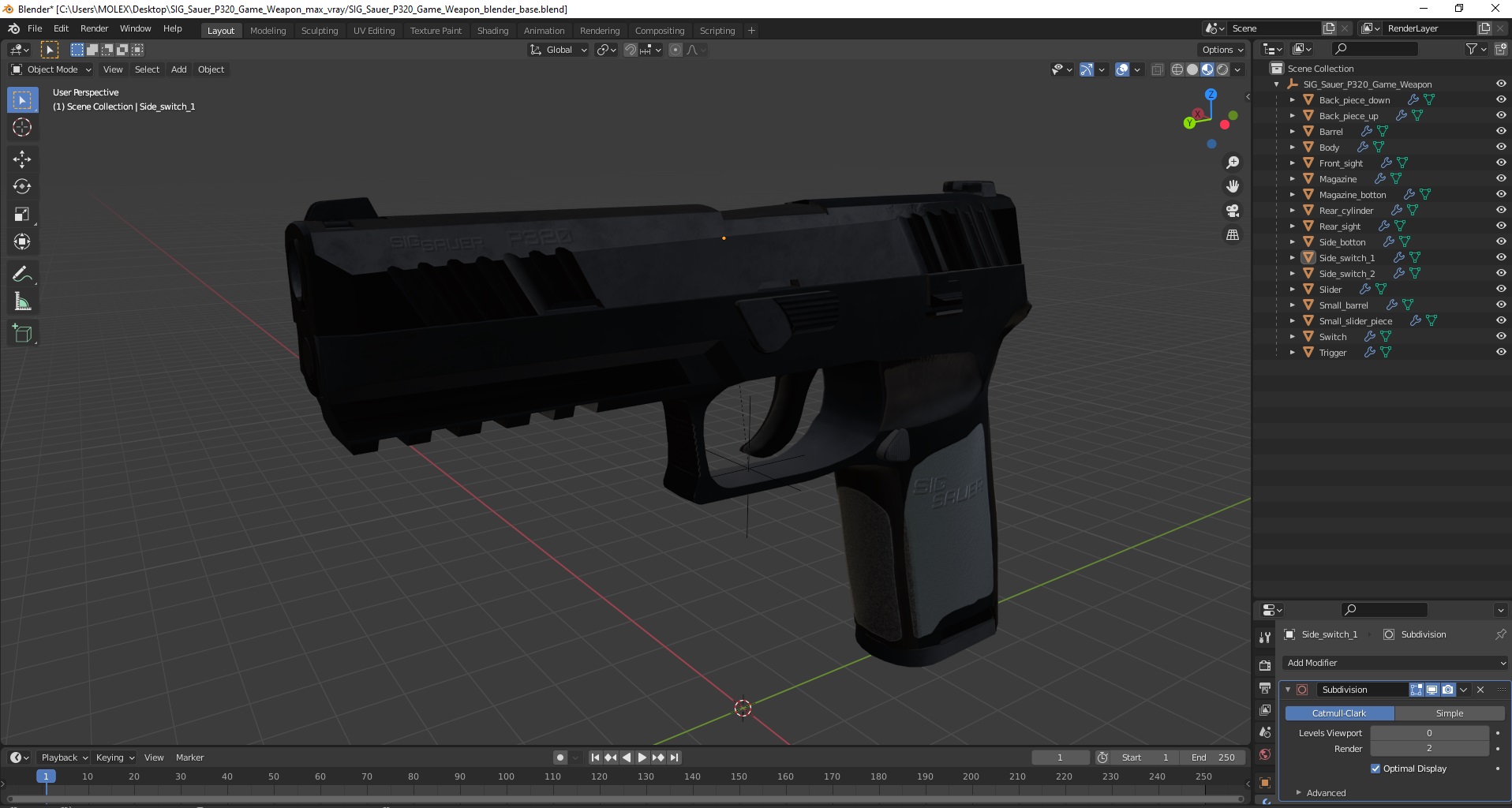 3D SIG Sauer P320 Game Weapon