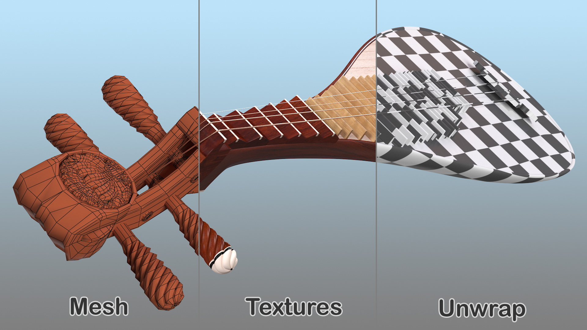 Traditional Chinese Pipa 3D model