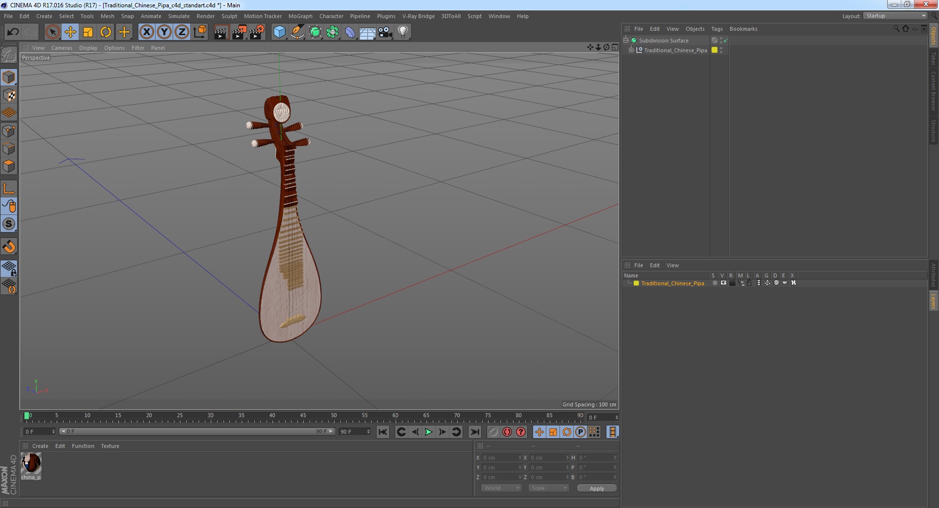 Traditional Chinese Pipa 3D model