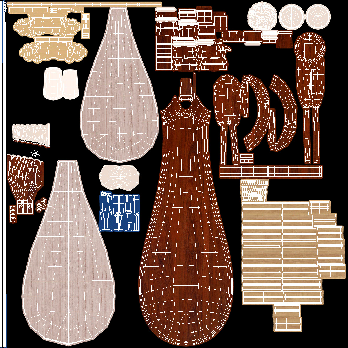 Traditional Chinese Pipa 3D model